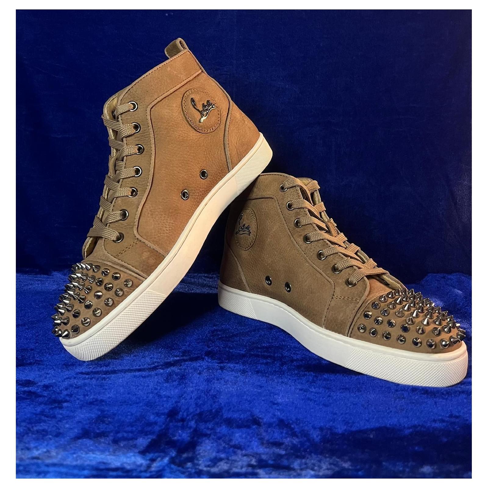 Baskets montantes Christian Louboutin Homme 40 Cuir Marron Beige