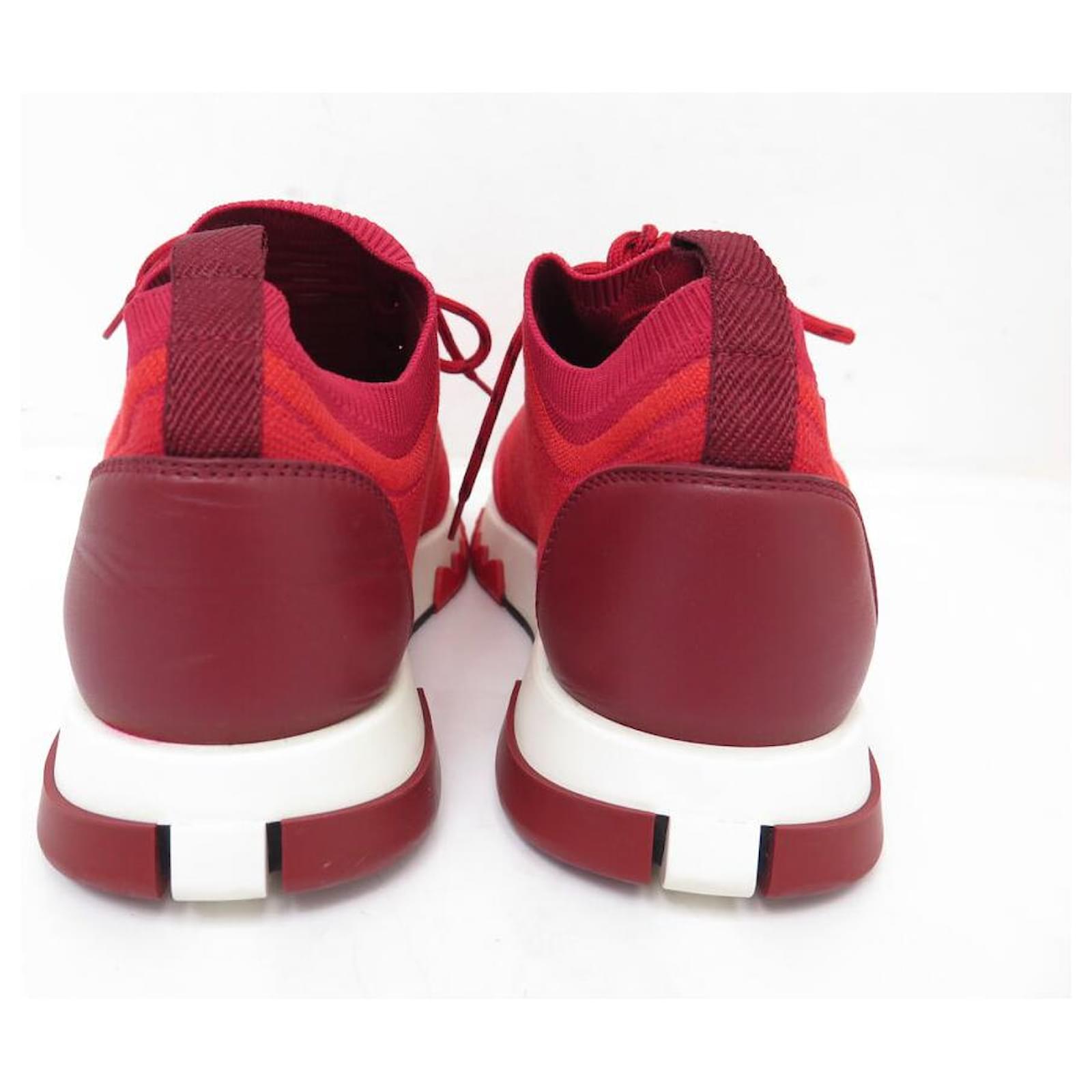 Hermès NINE HERMES SNEAKERS ADDICT H201108Z RED 37.5 SHOES + BOX