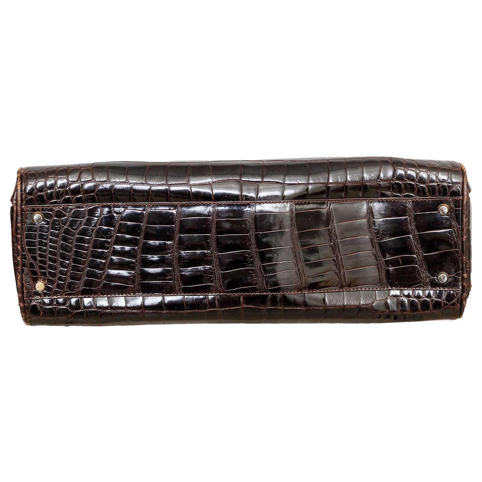 Sac à Main Vintage En Cuir Imitation Crocodile Marron - 28x26cm, Jamais Utilisé