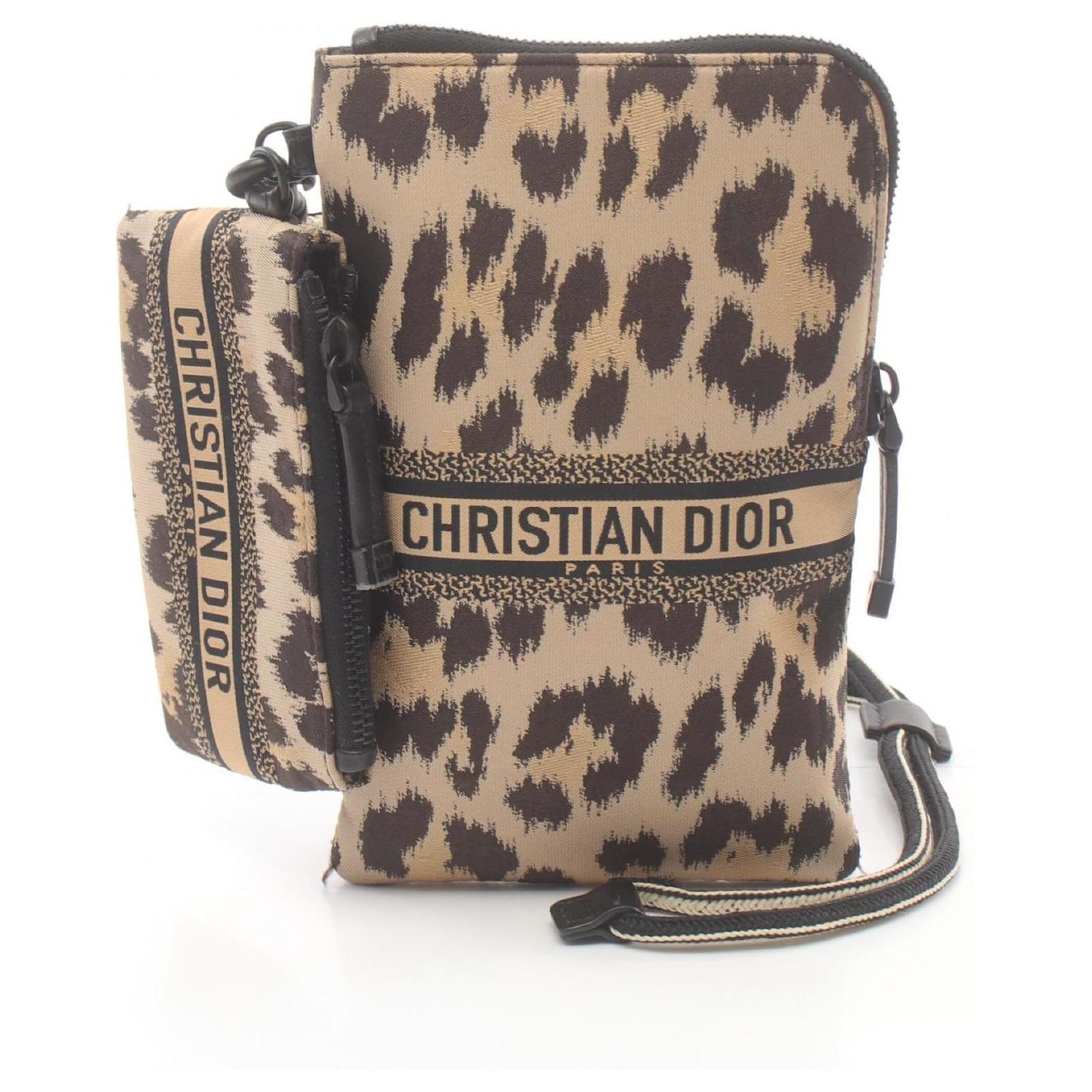 Christian Dior Multi-Function Pouch Shoulder Bag Brown Black Beige Cloth  ref.1753675 - Joli Closet