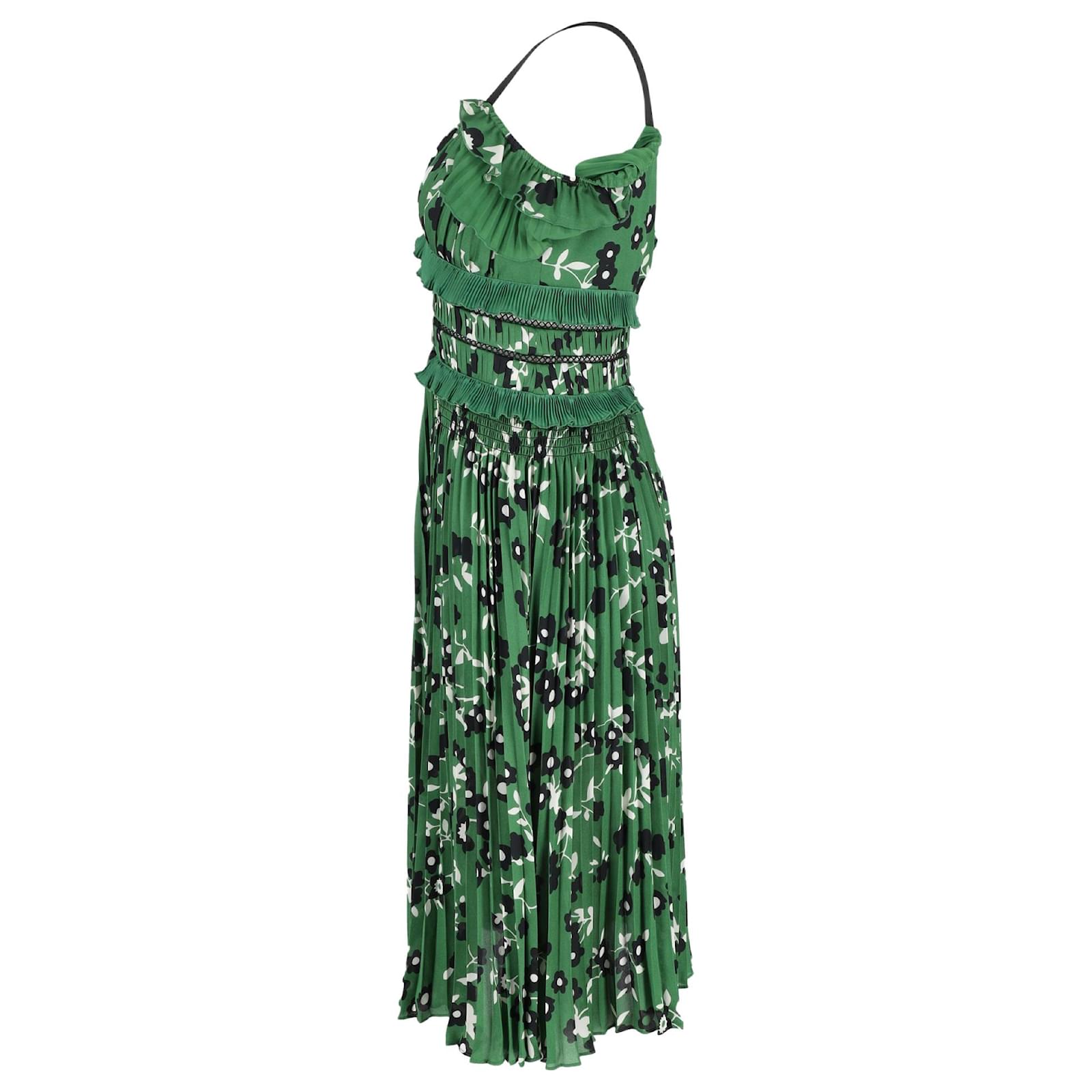 green emerald velvet dress Dalarie | Green Floral Print One-Shoulder Gathered Maxi Dress main image 0