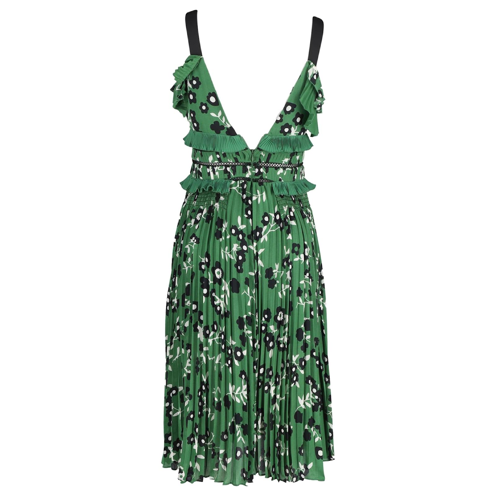 Self portrait Self-Portrait Cold Shoulder Floral Printed Midi Dress in Green  Polyester (Sold) - Joli Closet