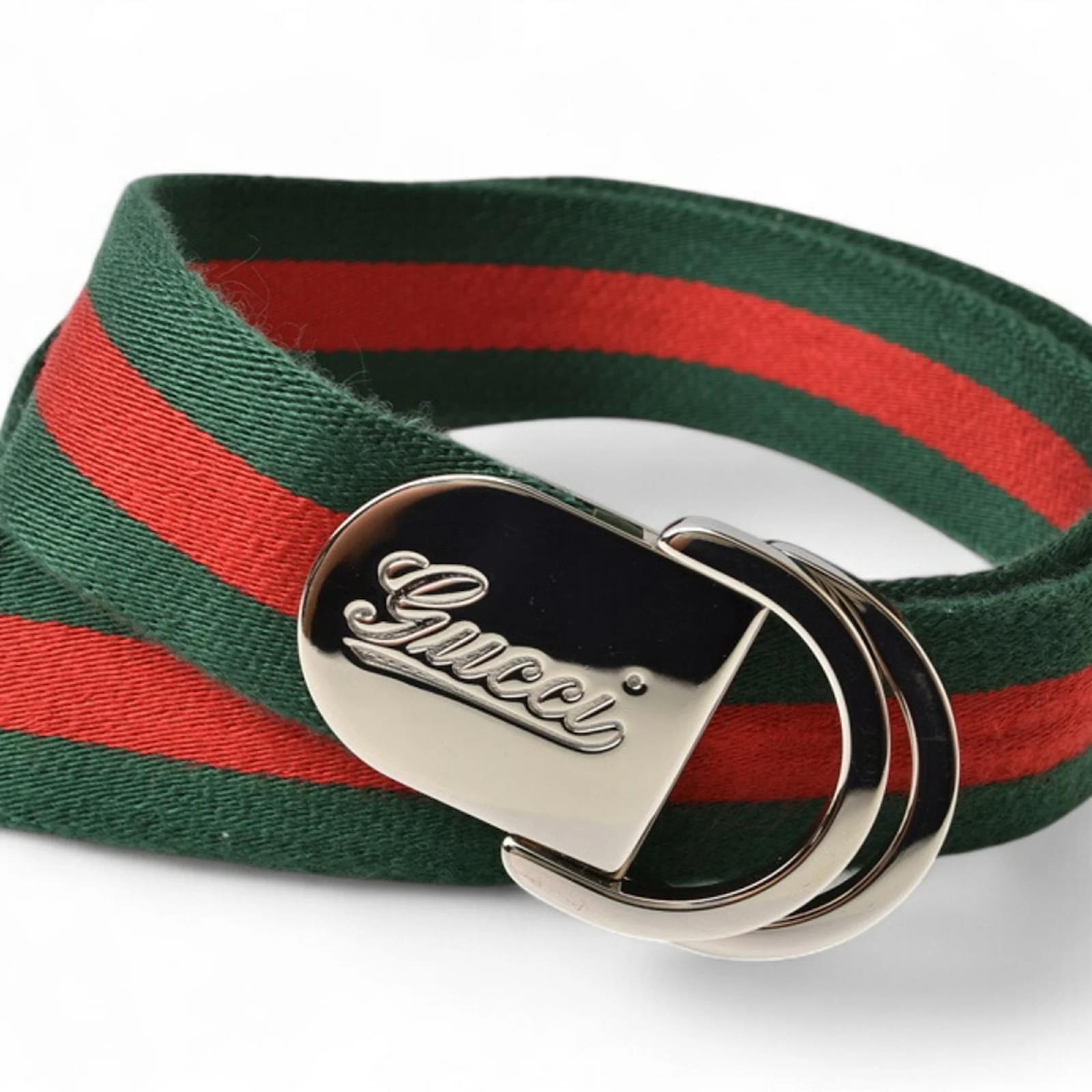 Gucci Sherry Line D-Ring Belt Red Green ref.1754672 - Joli