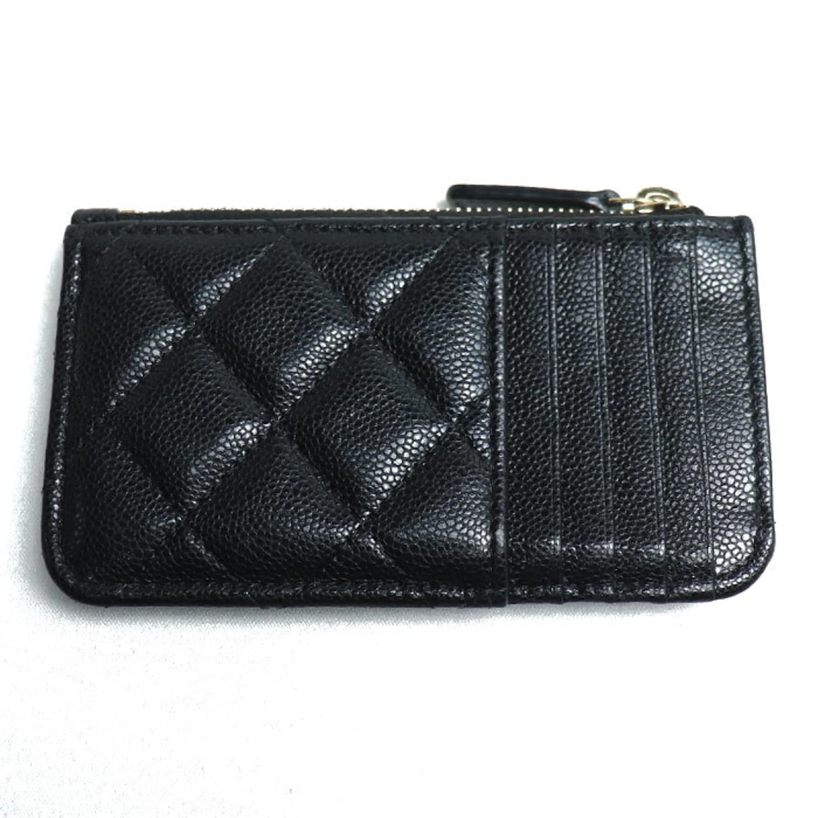 Chanel Matelasse Classic Zip Card Case Coin Black Leather