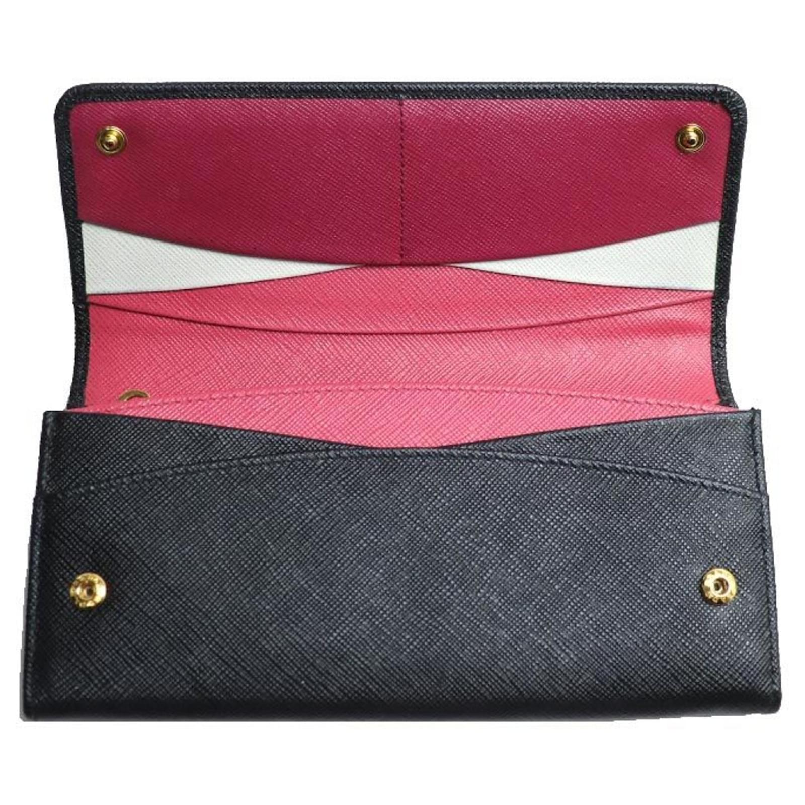 小物 PRADA Saffiano Gamaguchi Long Wallet Prada Saffiano Leather Long Wallet - Consigned Designs