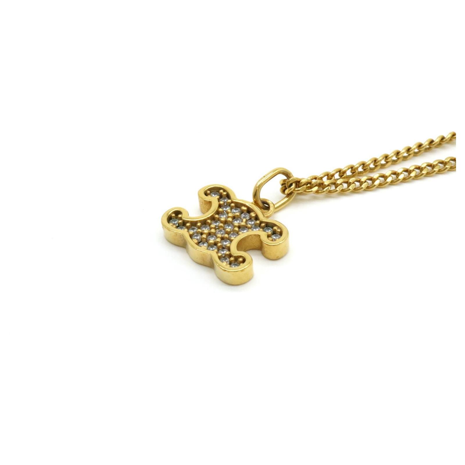 アクセサリー CELINE Triumph Rhinestone gold Necklace Céline Celine Triomphe Rhinestone Necklace Golden Metal ref