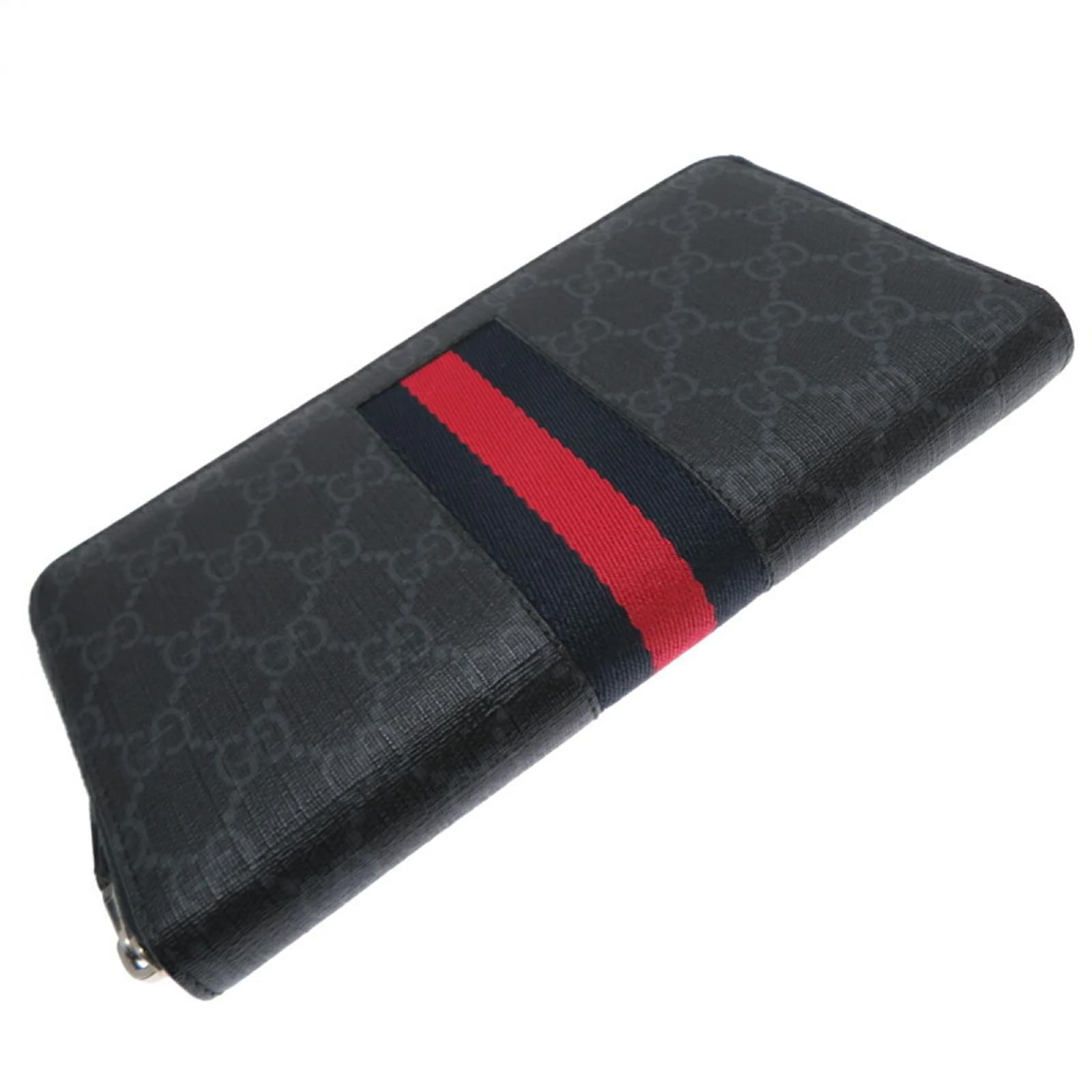 Gucci Shelly Line Long Wallet Black Leather Cloth ref.1755908