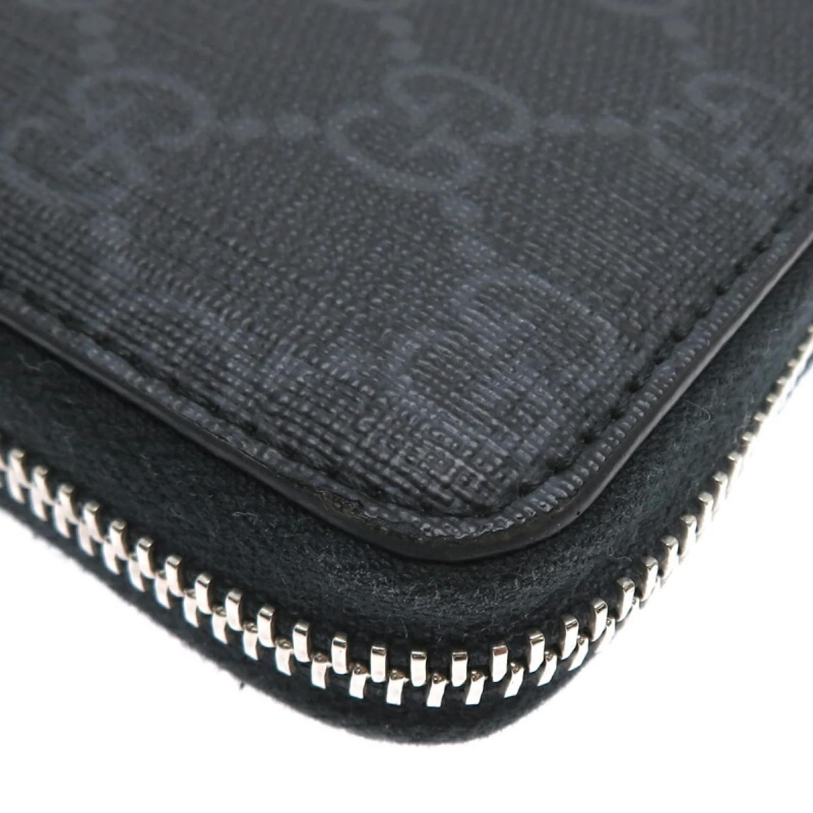 Gucci Shelly Line Long Wallet Black Leather Cloth ref.1755908