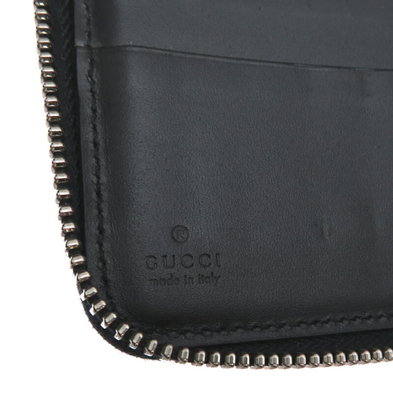 Gucci Shelly Line Long Wallet Black Leather Cloth ref.1755908