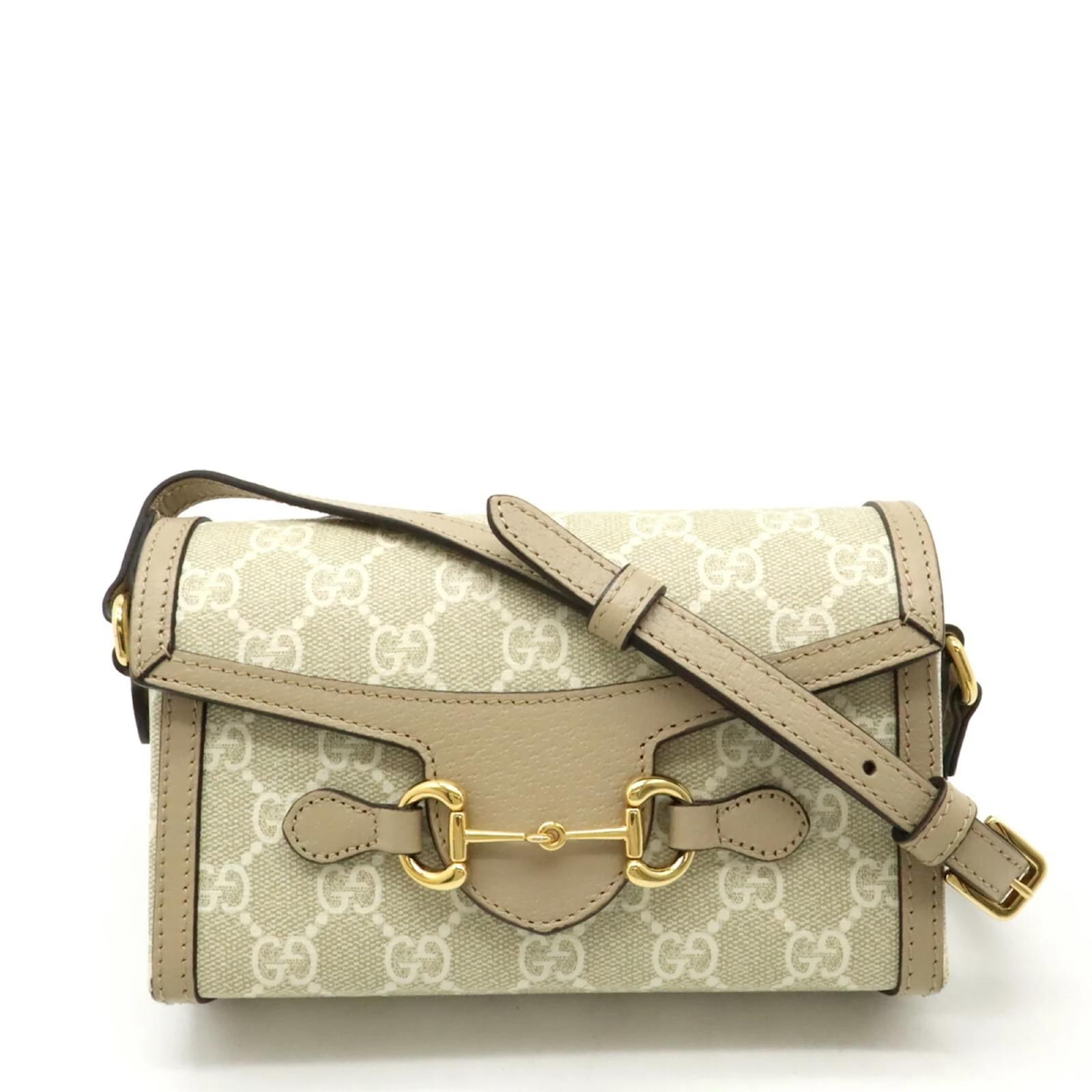 Gucci Horsebit 1955 Tasche Weiß Beige Leder Kunststoff