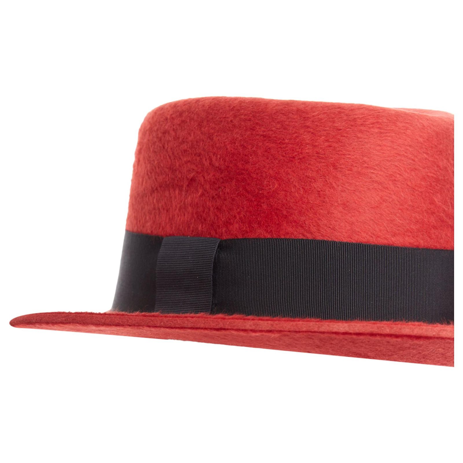Saint Laurent red rabbit felt grosgrain leather lined fedora  display picture 1