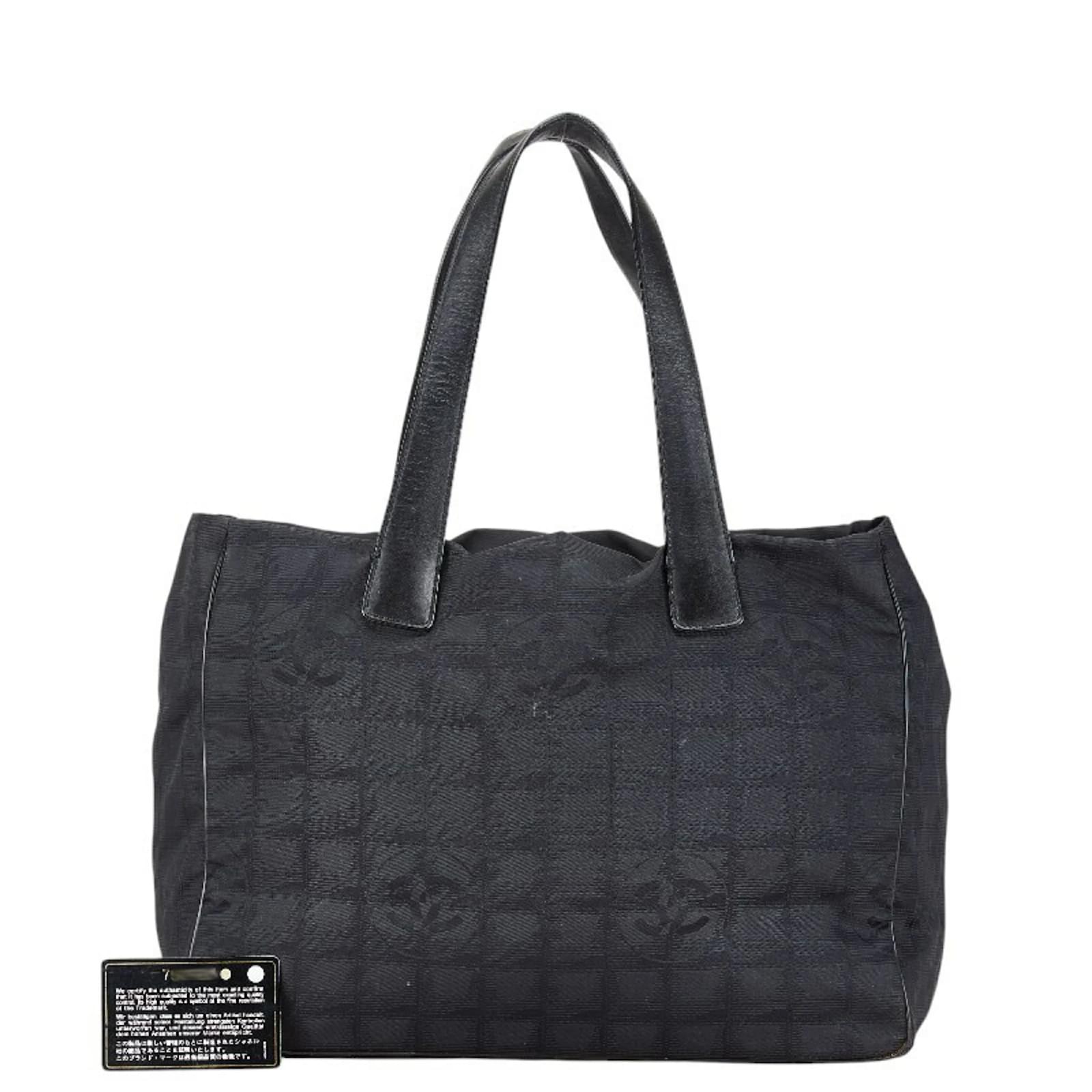 Chanel New Travel Line Tote Bag Black Leather Nylon ref