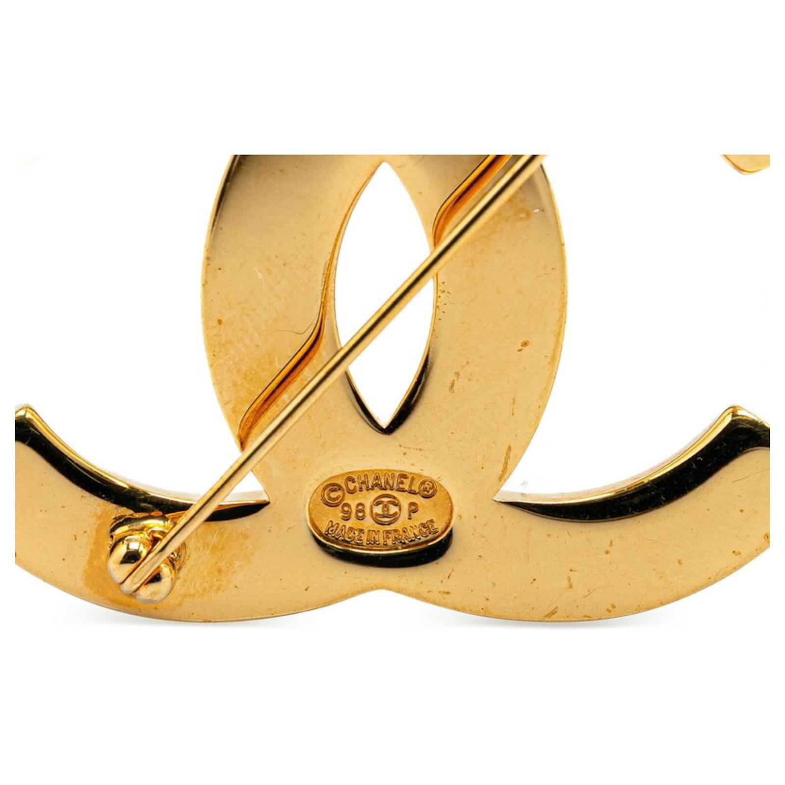 Chanel Coco Mark Gold Plated Brooch Golden Gold-plated ref