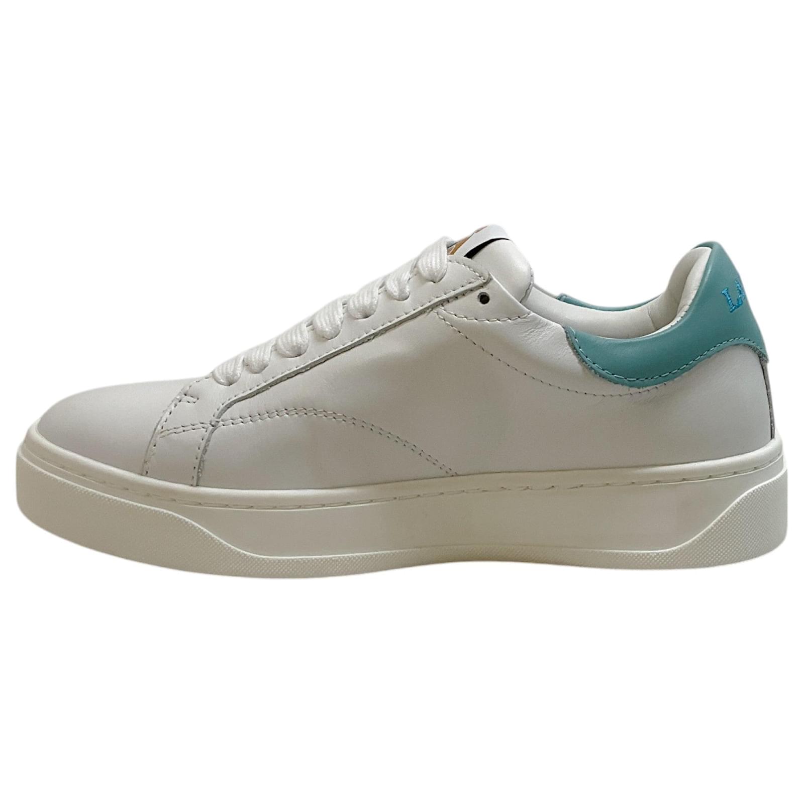 Lanvin White / Blue Leather DDBO Sneakers ref.1757087 - Joli