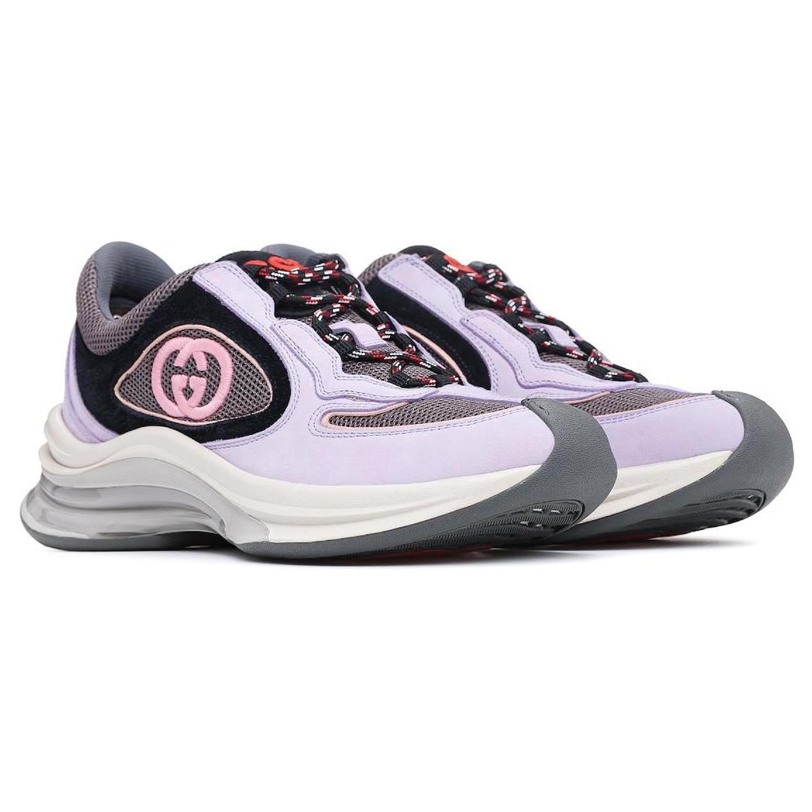 GUCCI SNEAKERS RUN INTERLOCKING G IN LILAC LEATHER. Multiple