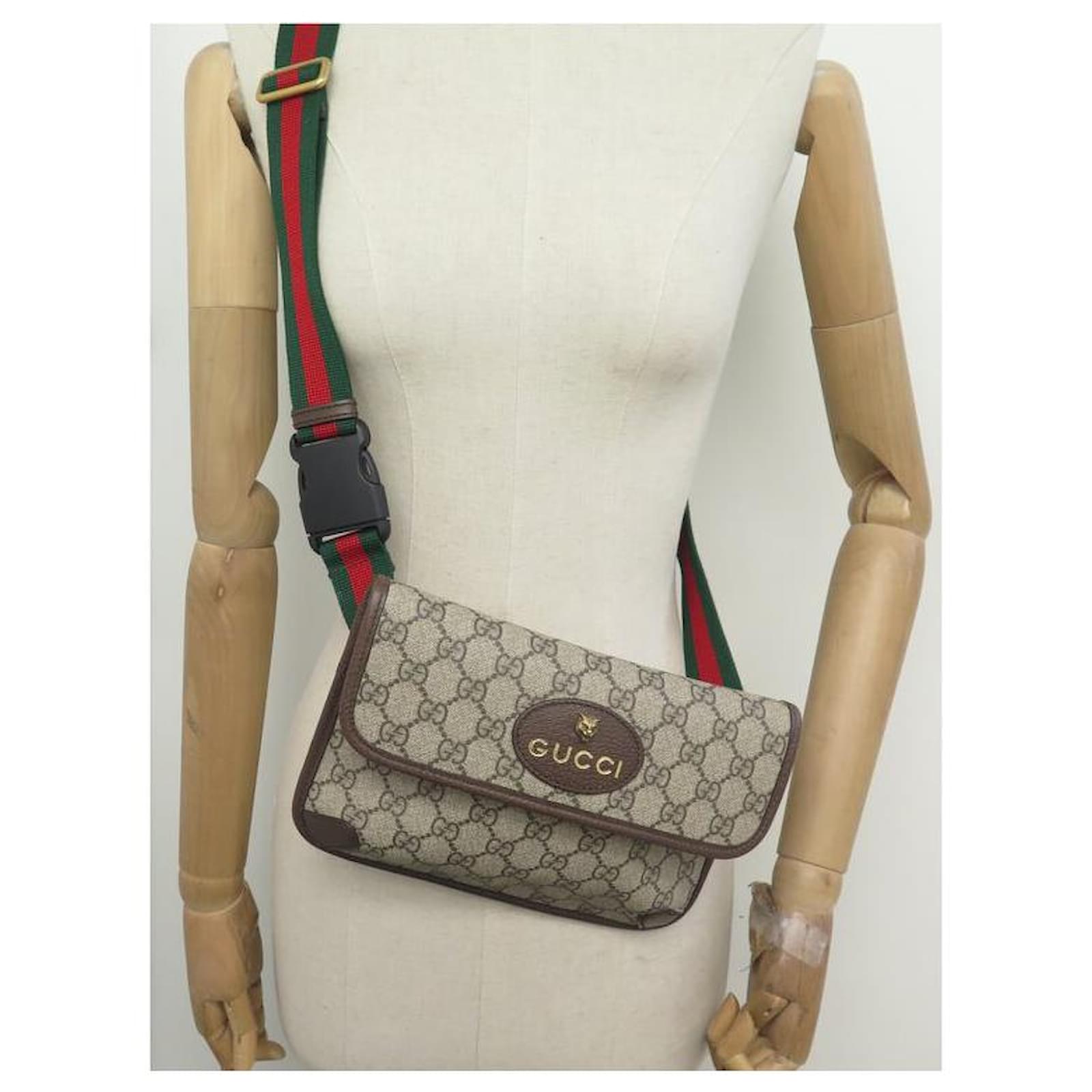 NEW GUCCI NEO VINTAGE GG SUPREME 493930 BROWN CANVAS BELT