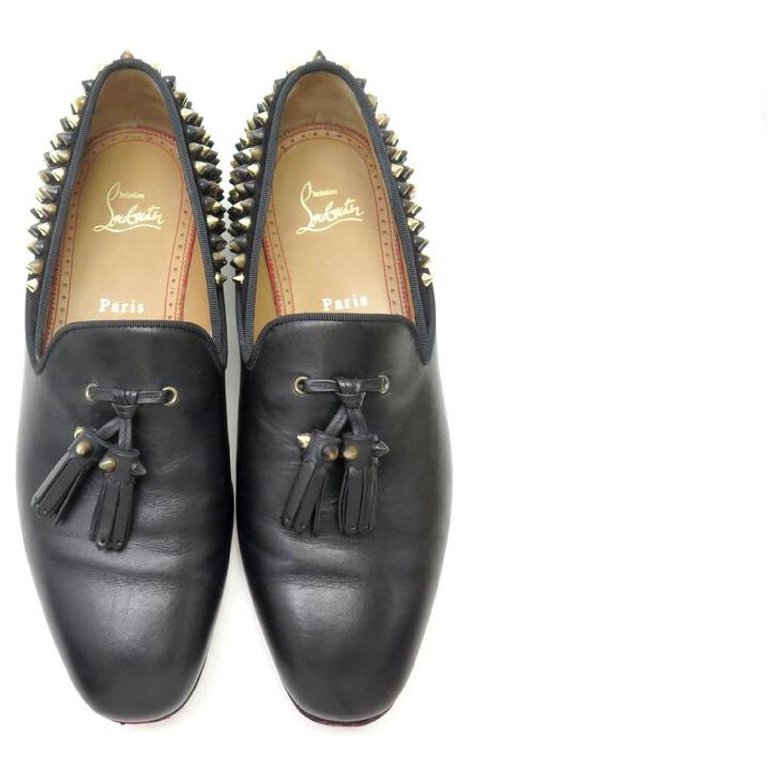 CHRISTIAN LOUBOUTIN TASSILO SPIKE LOAFERS 40.5 BLACK LEATHER  display picture 2