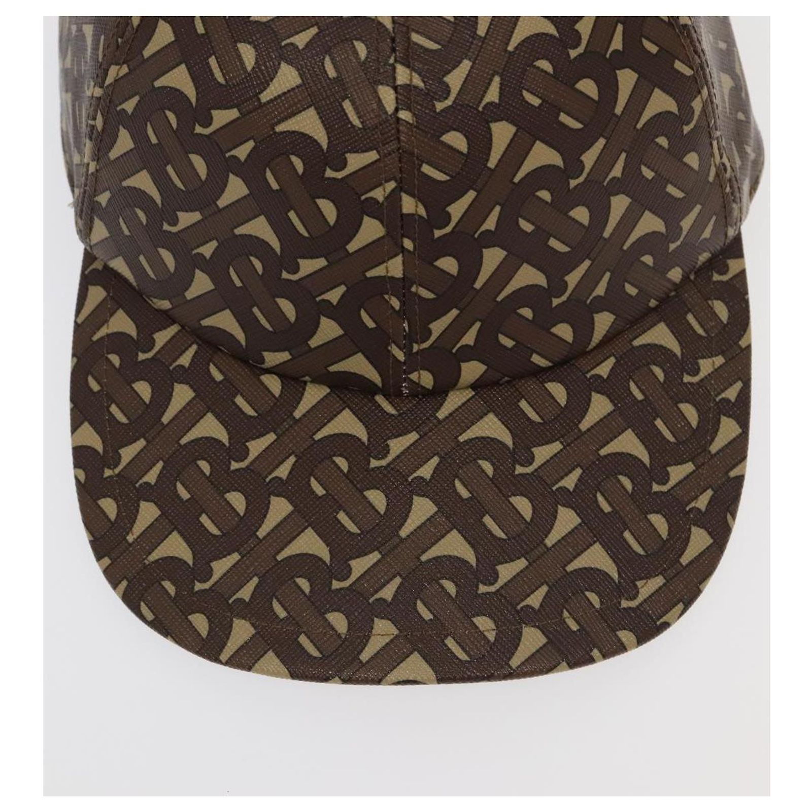 BURBERRY TB Monogram Baseball Cap PVC M Brown 8018971 Auth  display picture 1