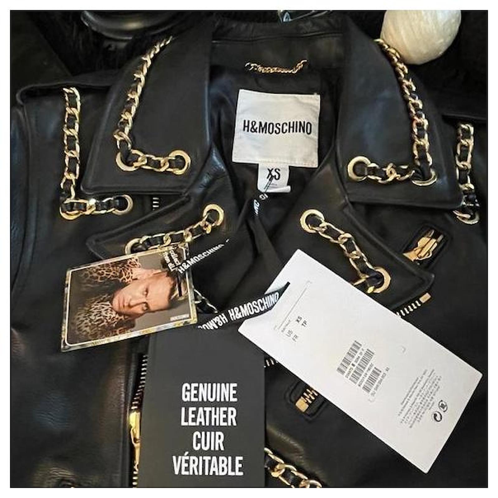 【新品】即完売 H & MOSCHINO  レザージャケット　チェーン Moschino H&M Exclusive Bloggers Mens Black Leather Chains