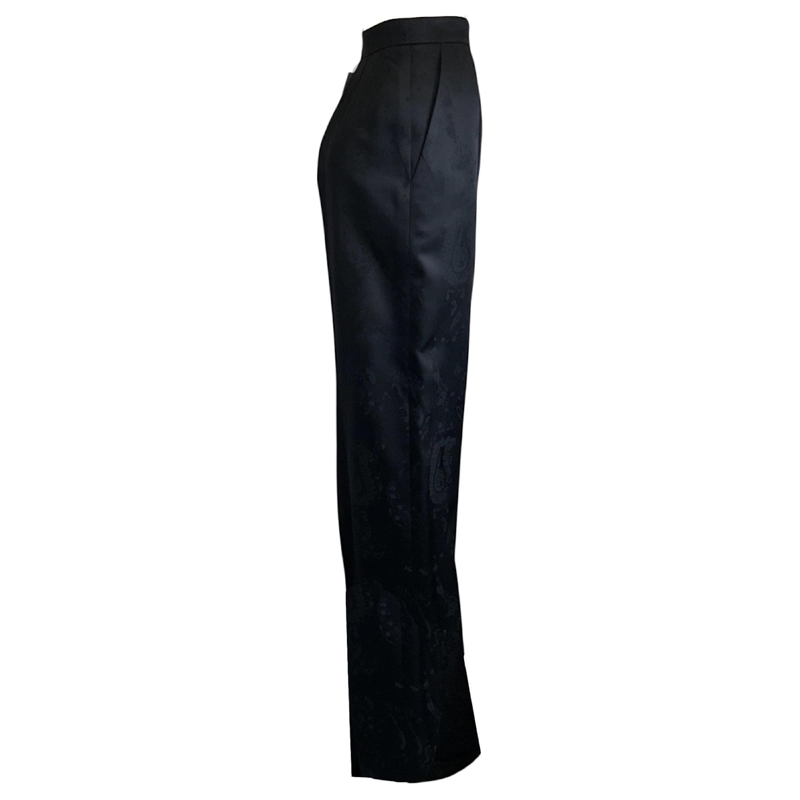 パンツ Saint Laurent Black Silk Pant SAINT LAURENT Pleated silk-satin straight-leg pants | NET-A