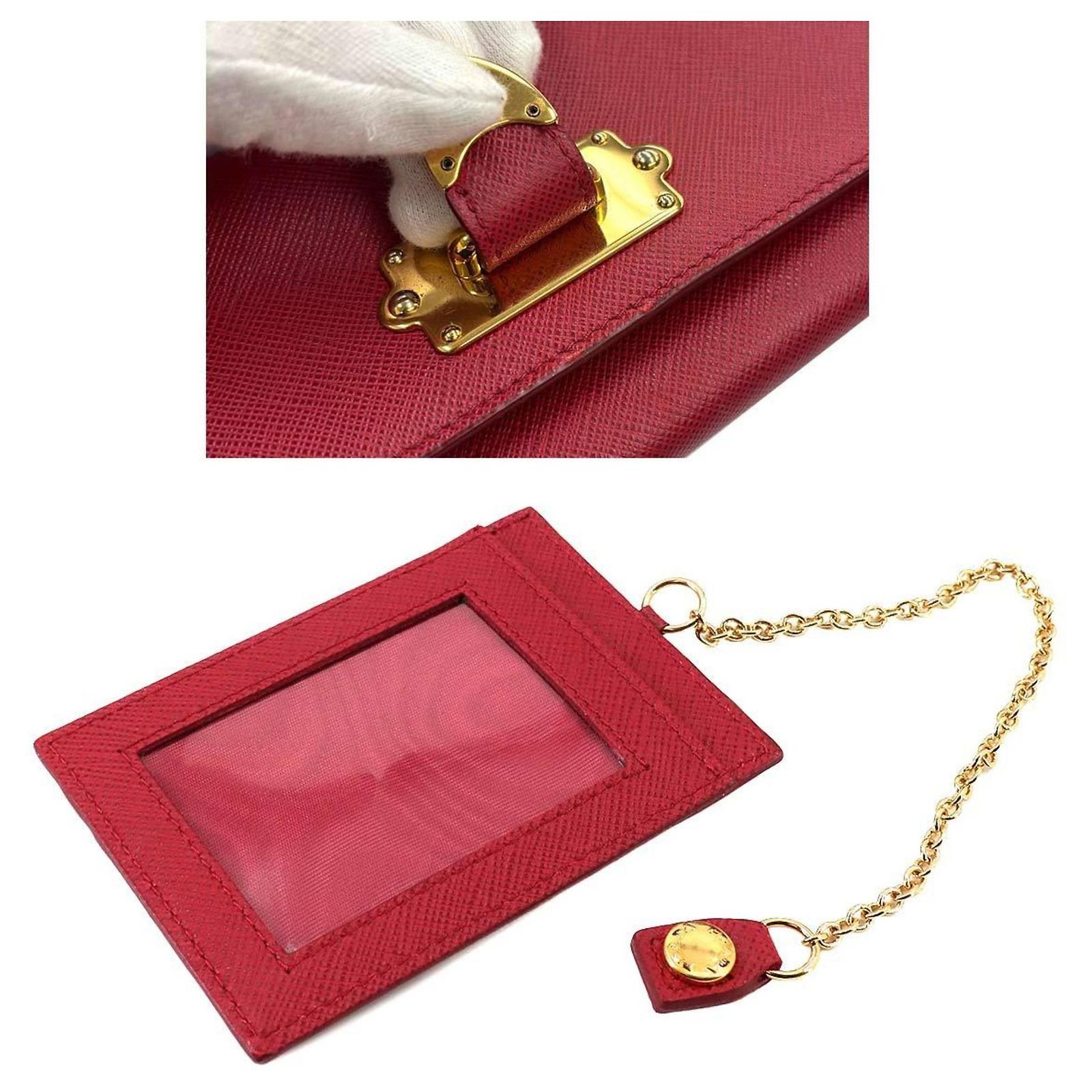 Portafoglio Donna Draeger Paris Rosso Con Foglie Dorate - 15x2.5x9.5 Cm, In Poliuretano, Con Cerniera E 10 Tasche