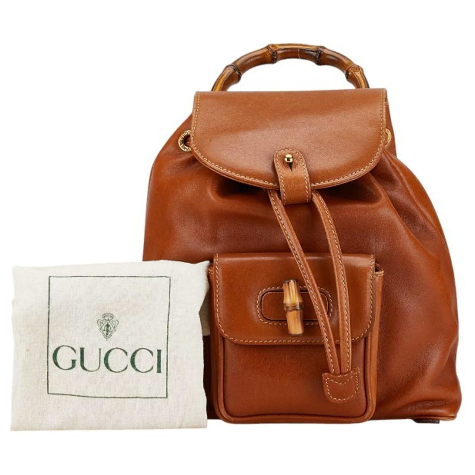 GUCCI Bamboo Backpack Suede Orange Gold 003 58 0030 Auth 159296 GUCCI Bamboo Backpack Suede Leather Red Gold 003 58 0030  main image 2