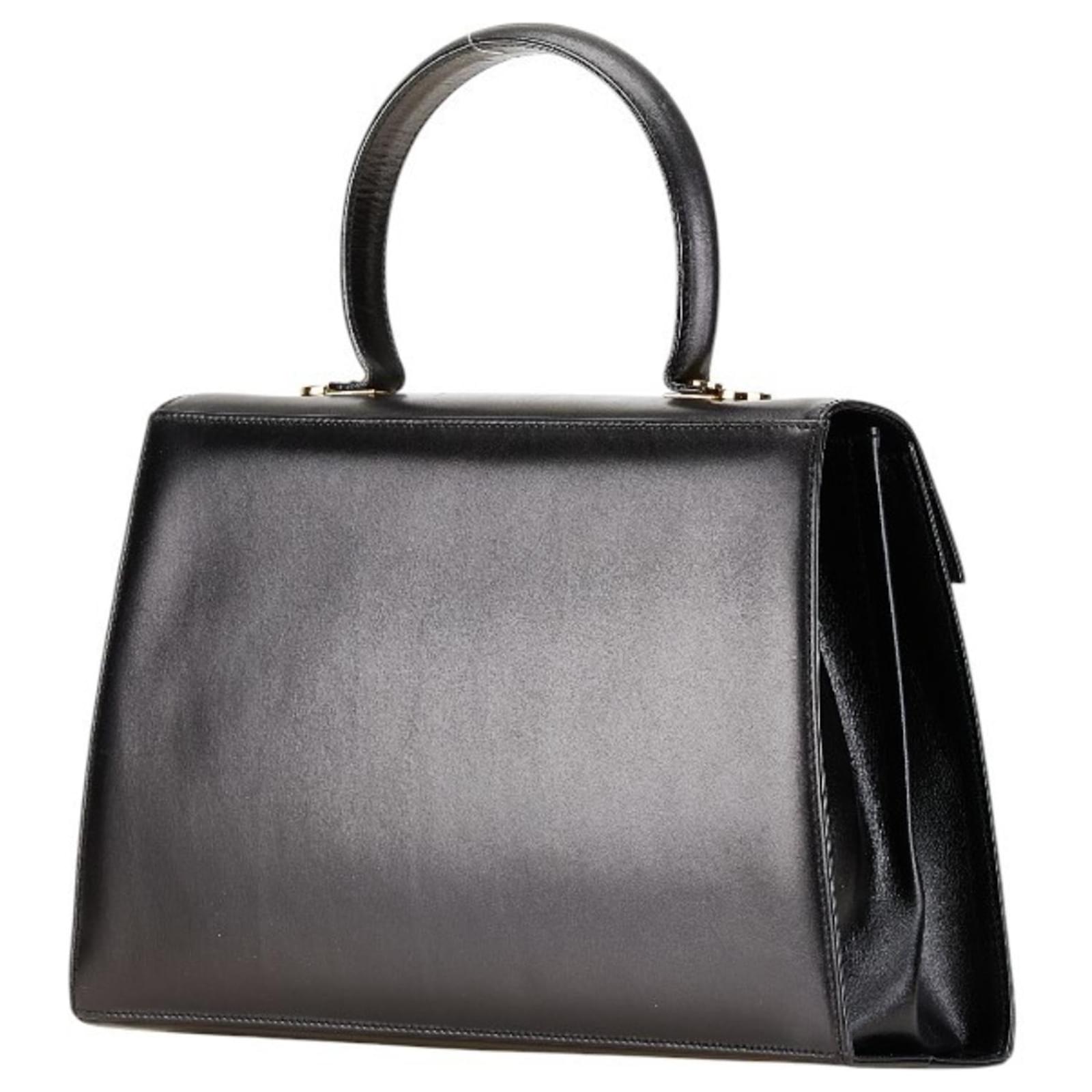 Salvatore Ferragamo Gancini Handbag Black Leather ref