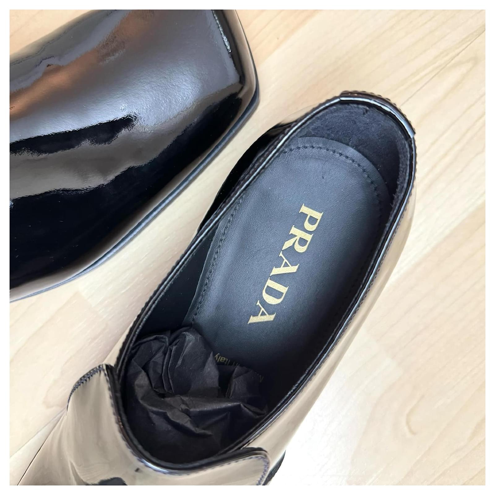 靴 PRADA 22ss square toe loafer New Prada Square-Toe Slip-On Loafers Black Patent leather