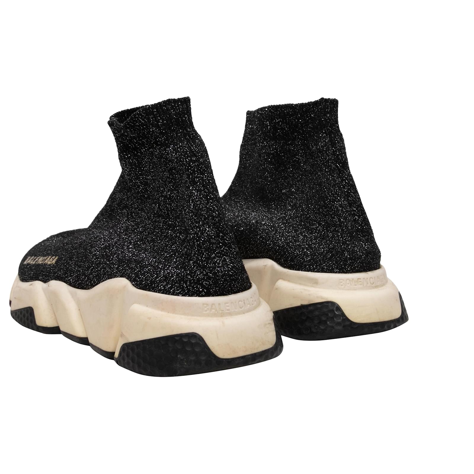 Baskets à chaussette en paillettes Balenciaga noir et blanc taille