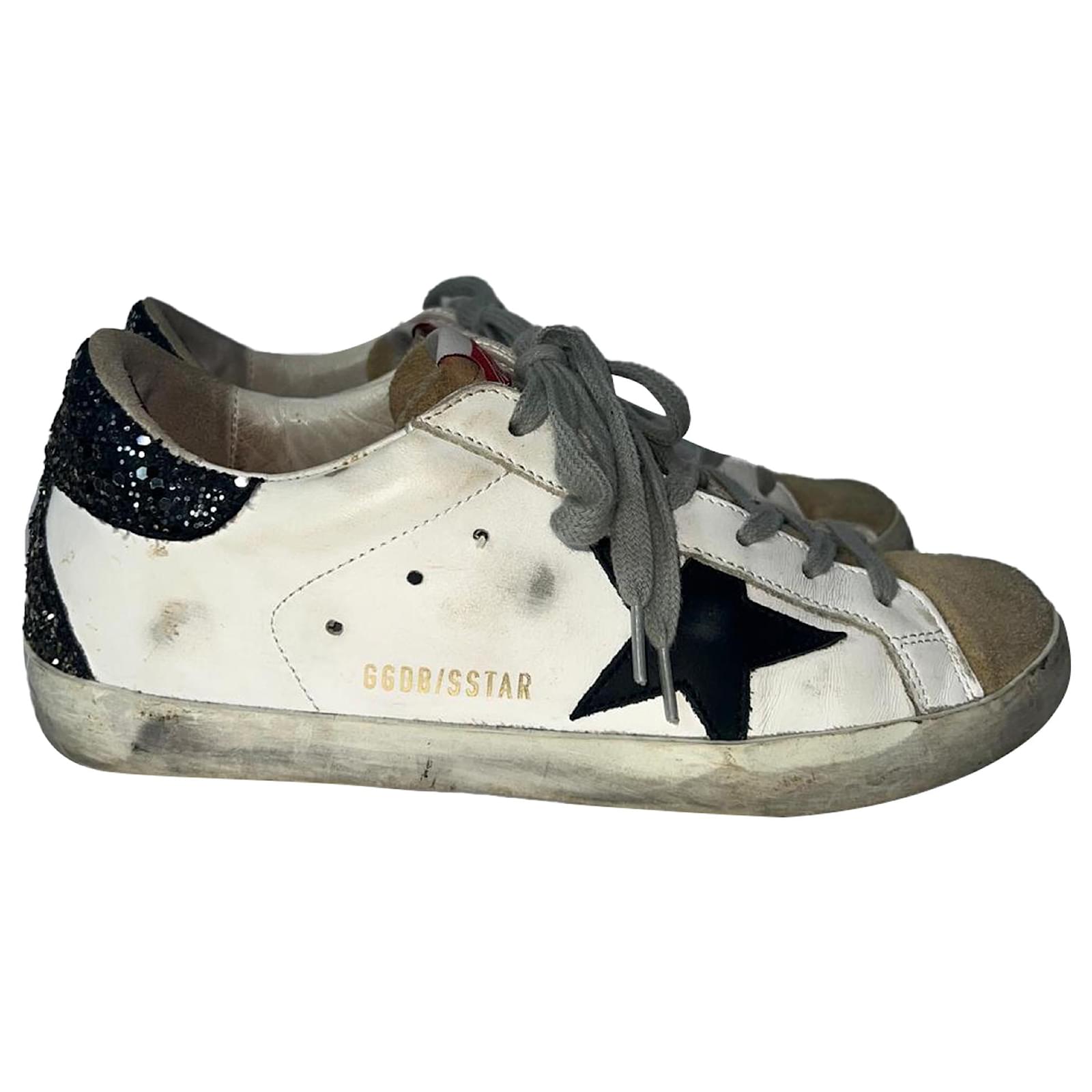 Zapatillas bajas Golden Goose Super-Star con talón brillante en