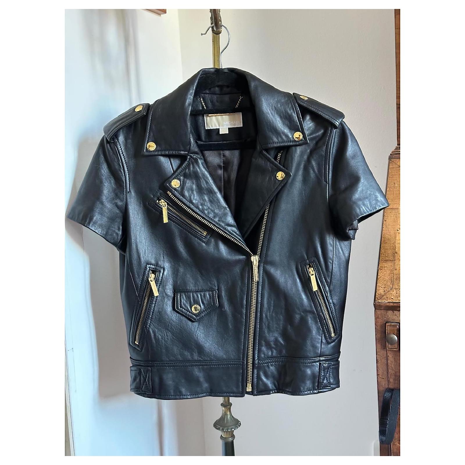 Michael Kors perfecto manches courtes Cuir d'agneau Noir ref