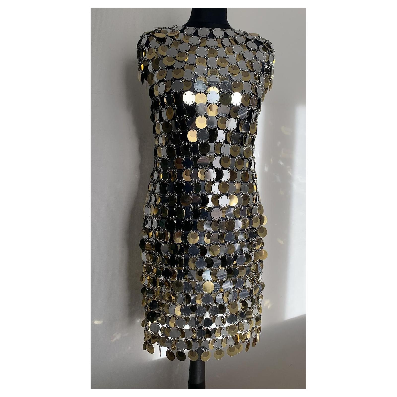 slim fit dress slacks Iconic 1968 Paco Rabanne Chain Mail Dress in Silver & Gold Metal –  Shrimpton Couture