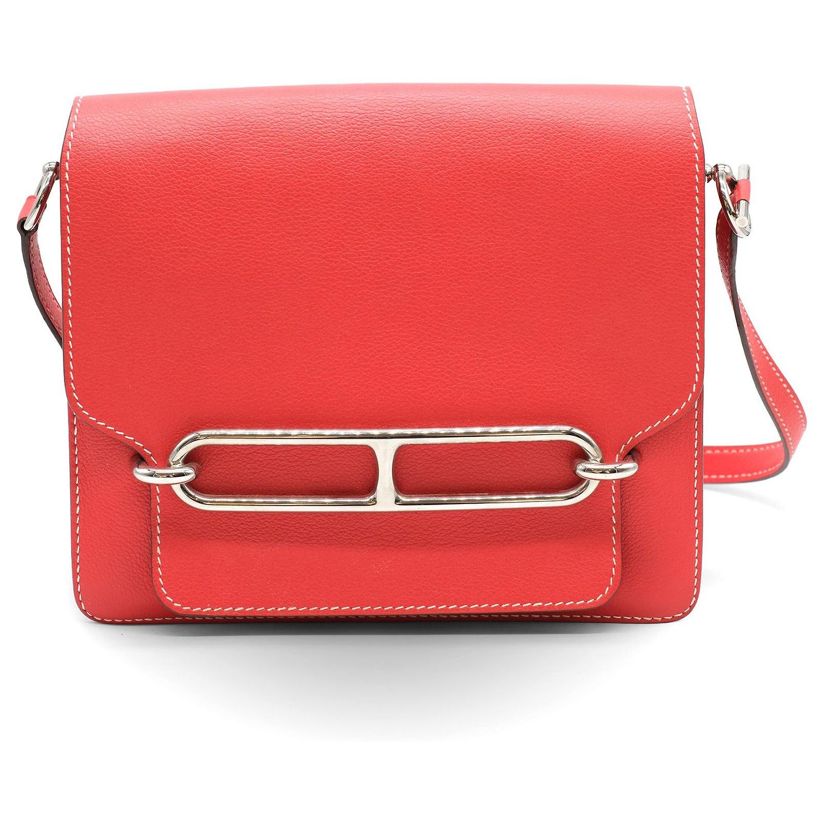 Red Roulis Hermès Roulis Shoulder Bag - '20s Red Leather ref.1786485 - Joli Closet