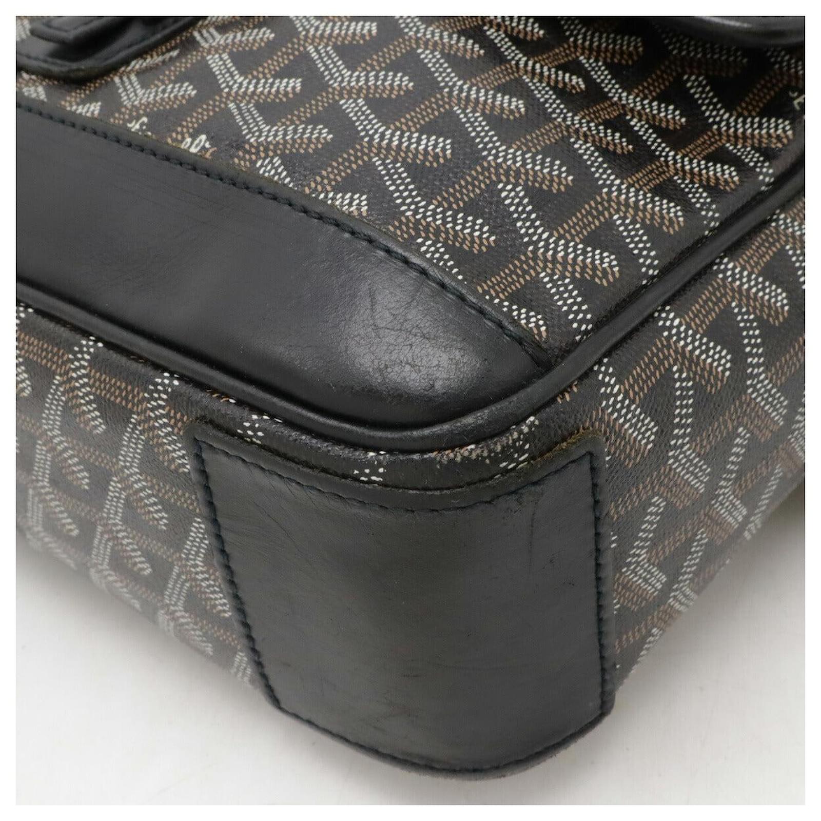 Goyard Grand Bleu MM Coated Canvas Leather Shoulder Bag