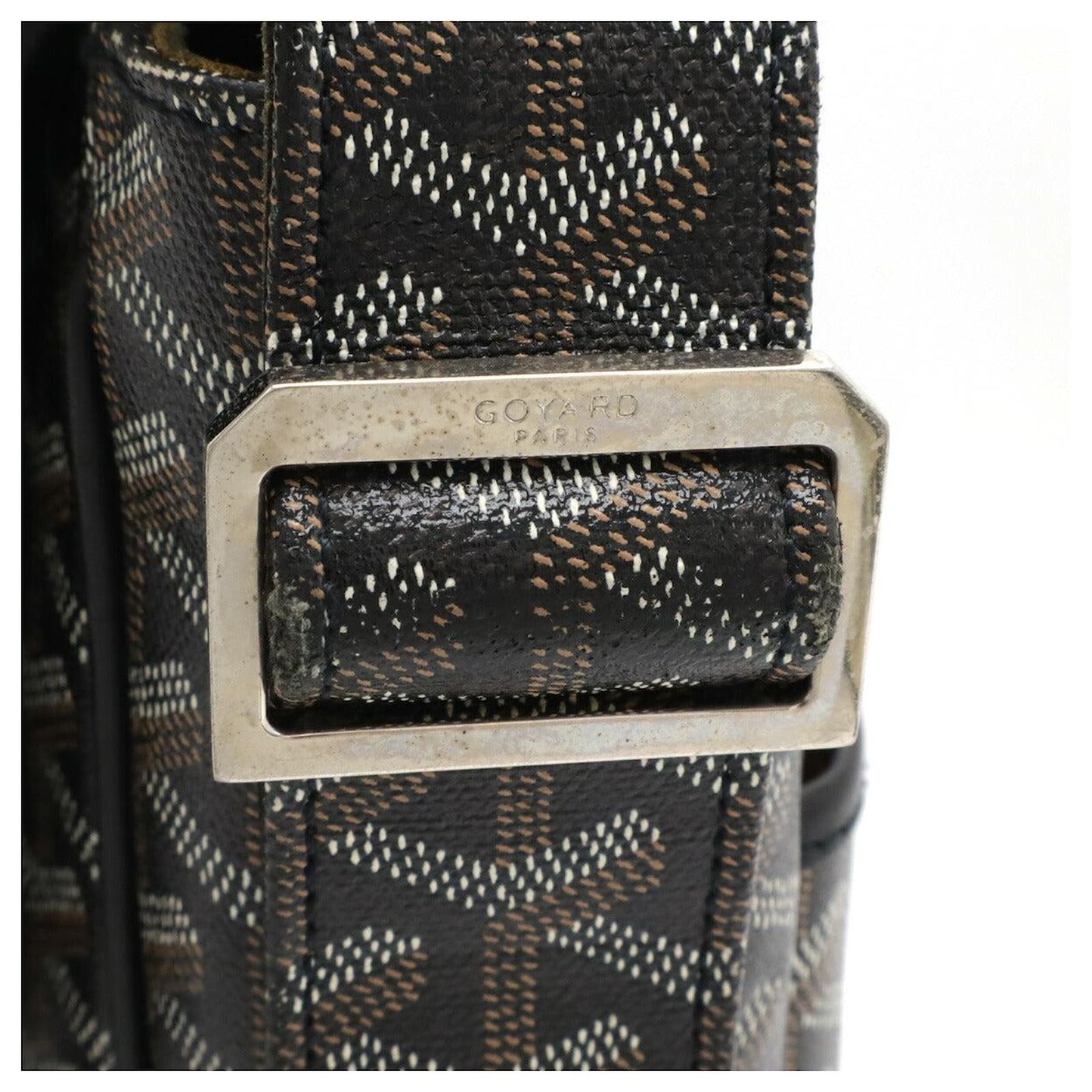 Goyard Grand Bleu MM Coated Canvas Leather Shoulder Bag Black