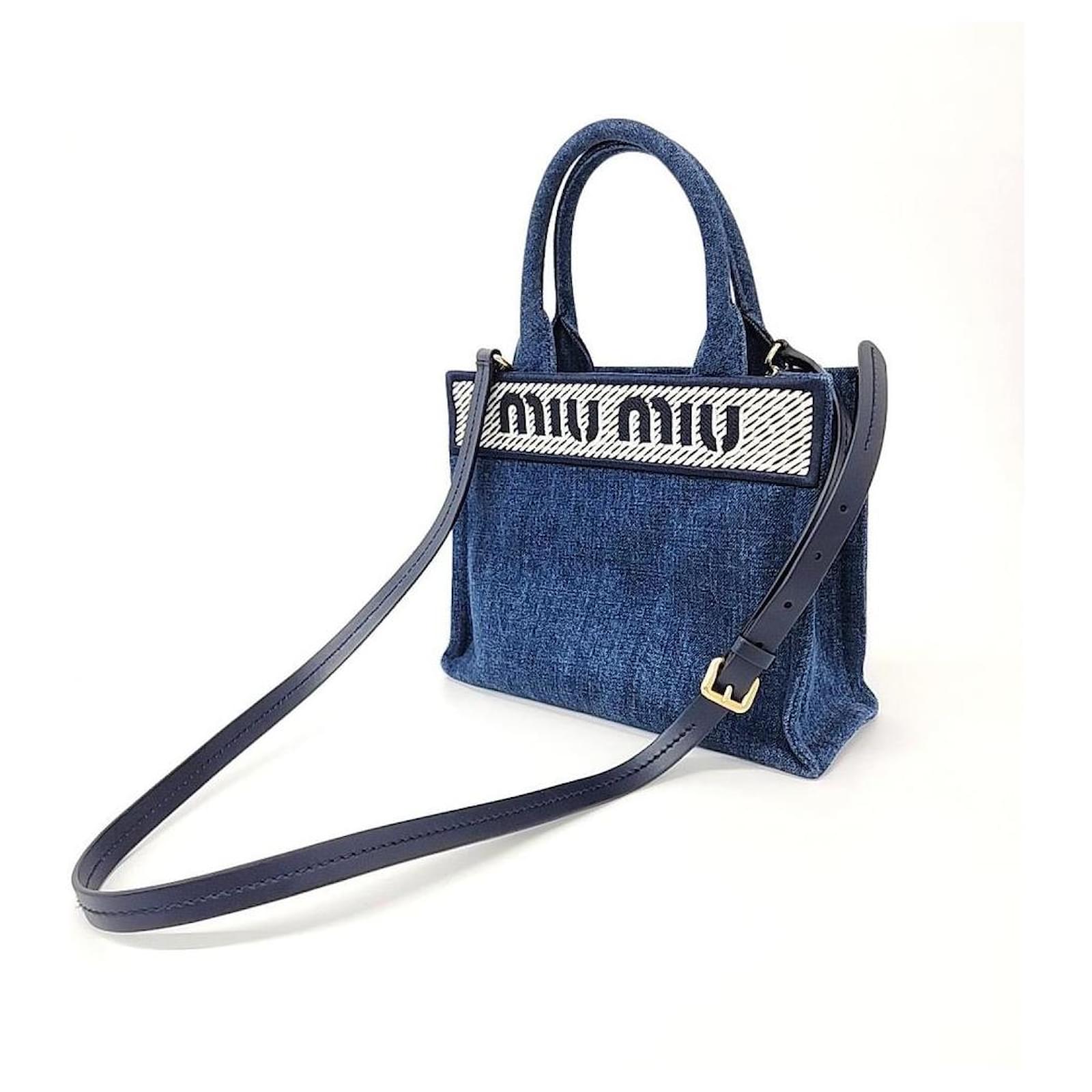 バッグ MIU MIU denim Wappen pouch MIU MIU denim Wappen pouch（Miu Miu Denim Logo Tote And