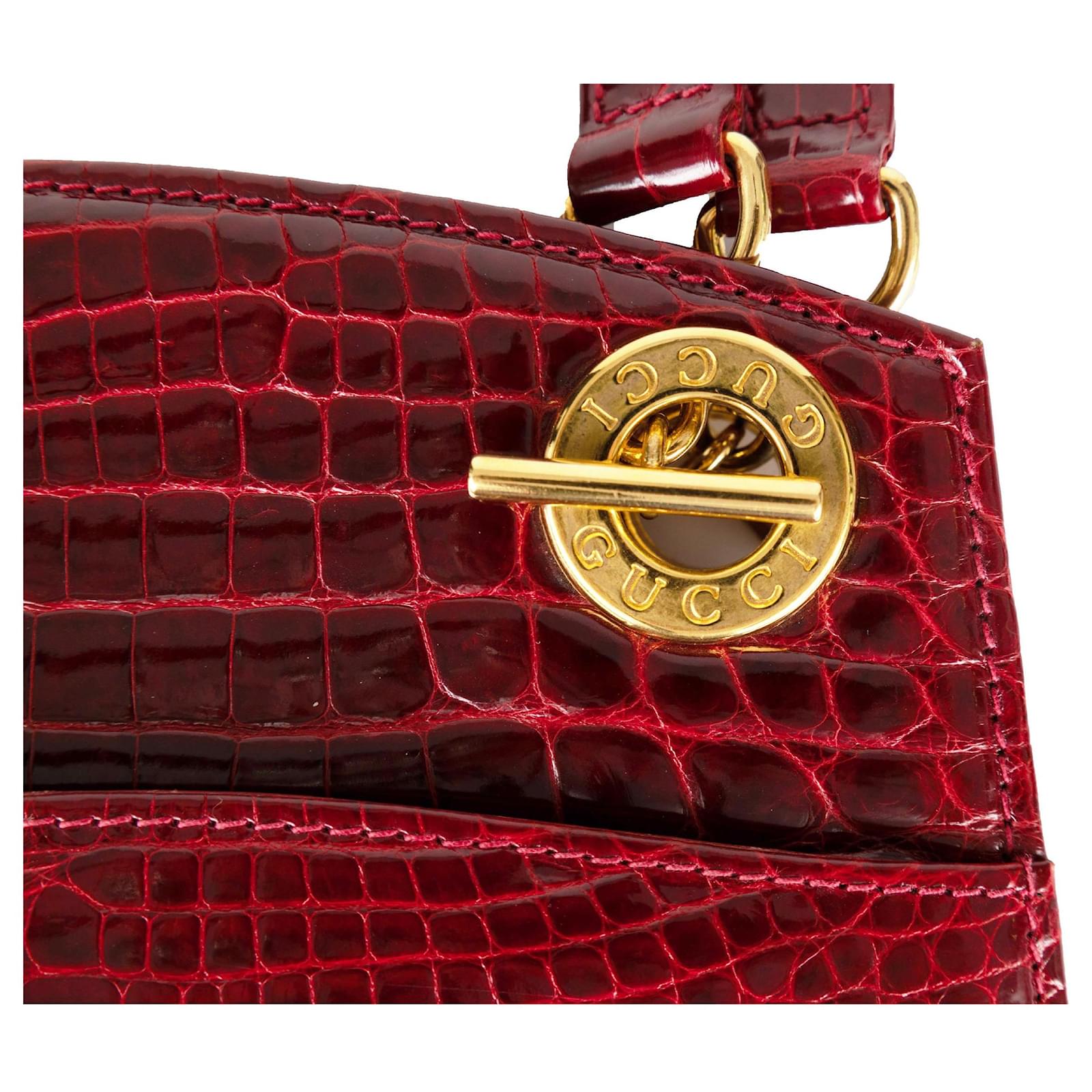Gucci Vintage Exotic Leather Crossbody Bag - '80s Red Dark red ref