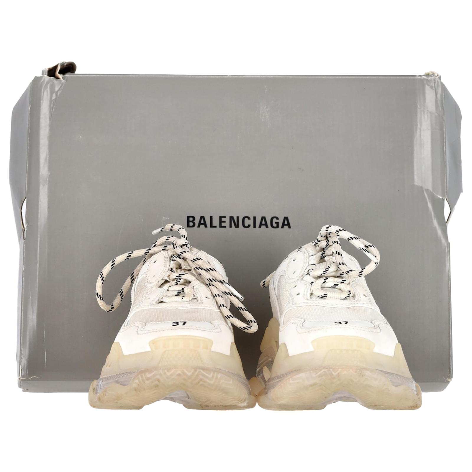 Everyday Balenciaga Clear Sole Triple S Sneakers in White