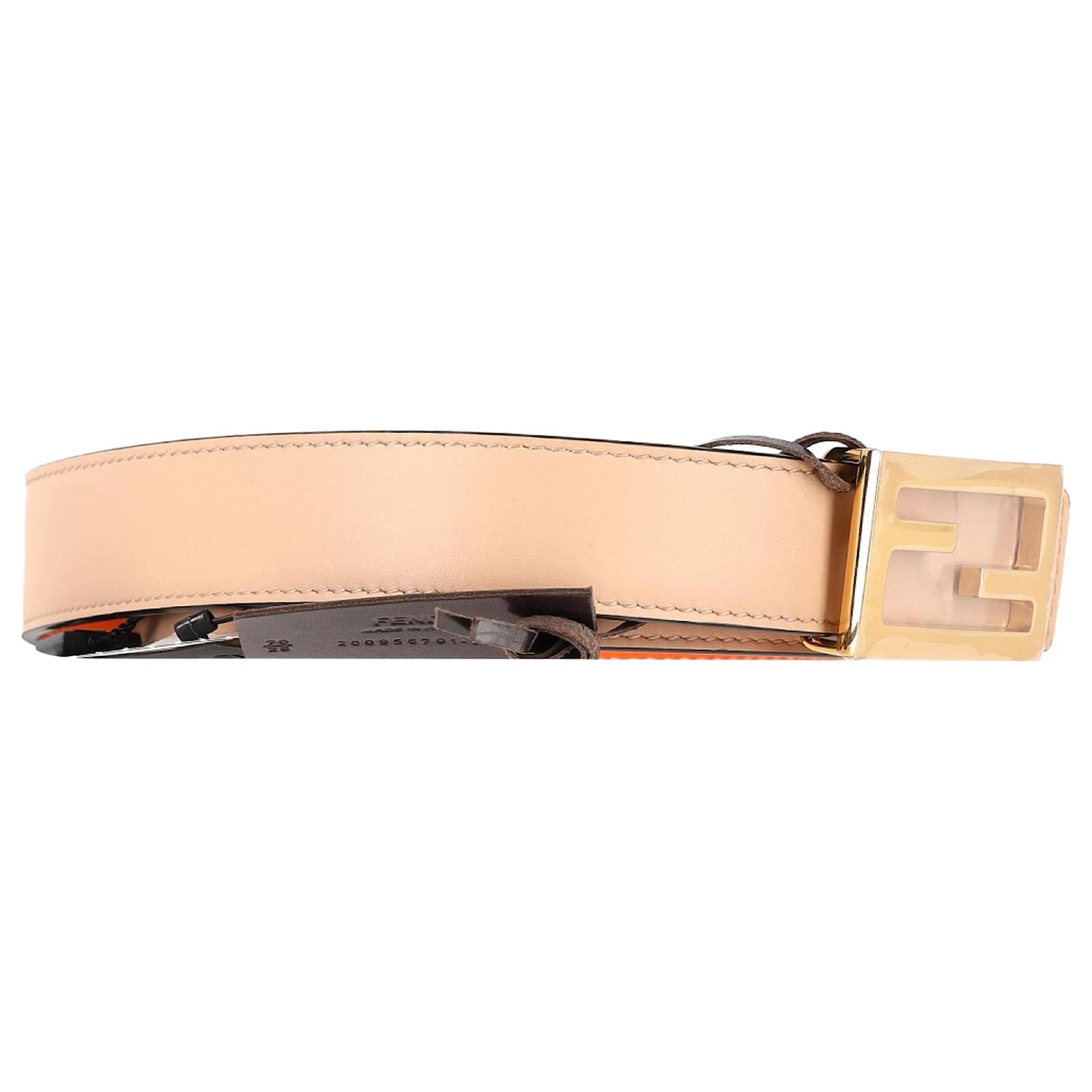 Fendi FF Buckle Reversible Belt in Beige Leather ref.1789027