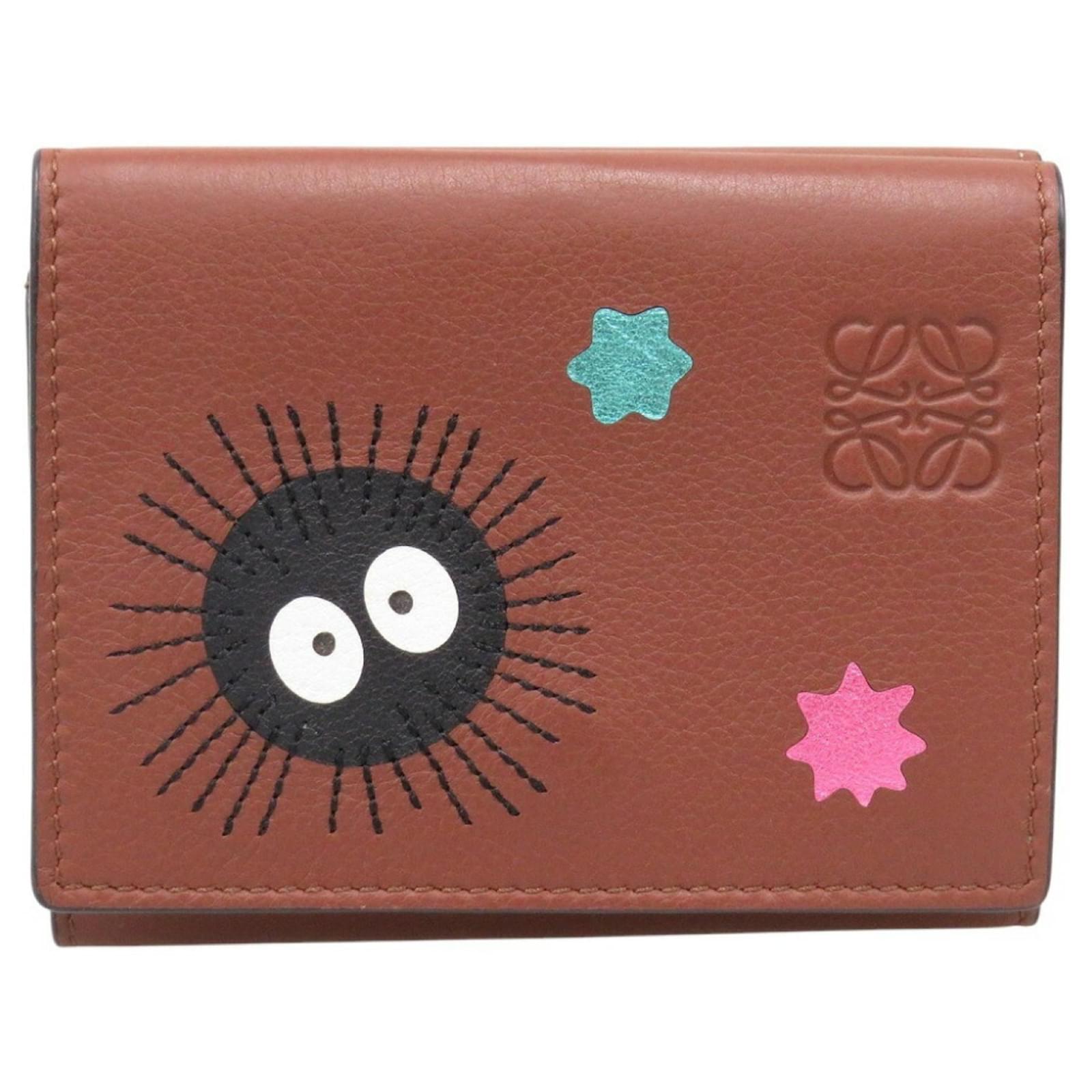 Loewe x Studio Ghibli Totoro Leather Tri-fold Wallet Brown Green