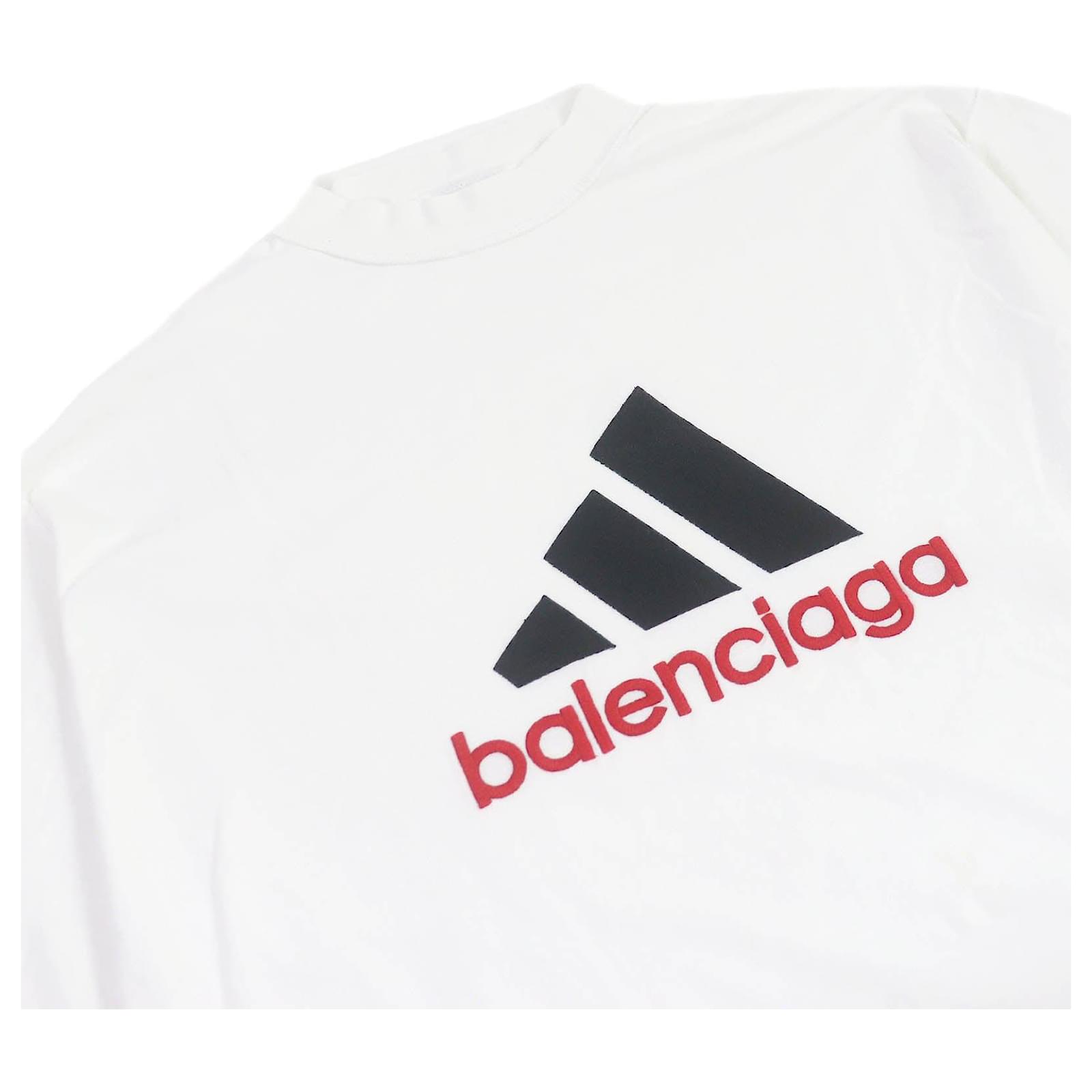 Oversized T-Shirt in Weiß mit Balenciaga Adidas Logo L