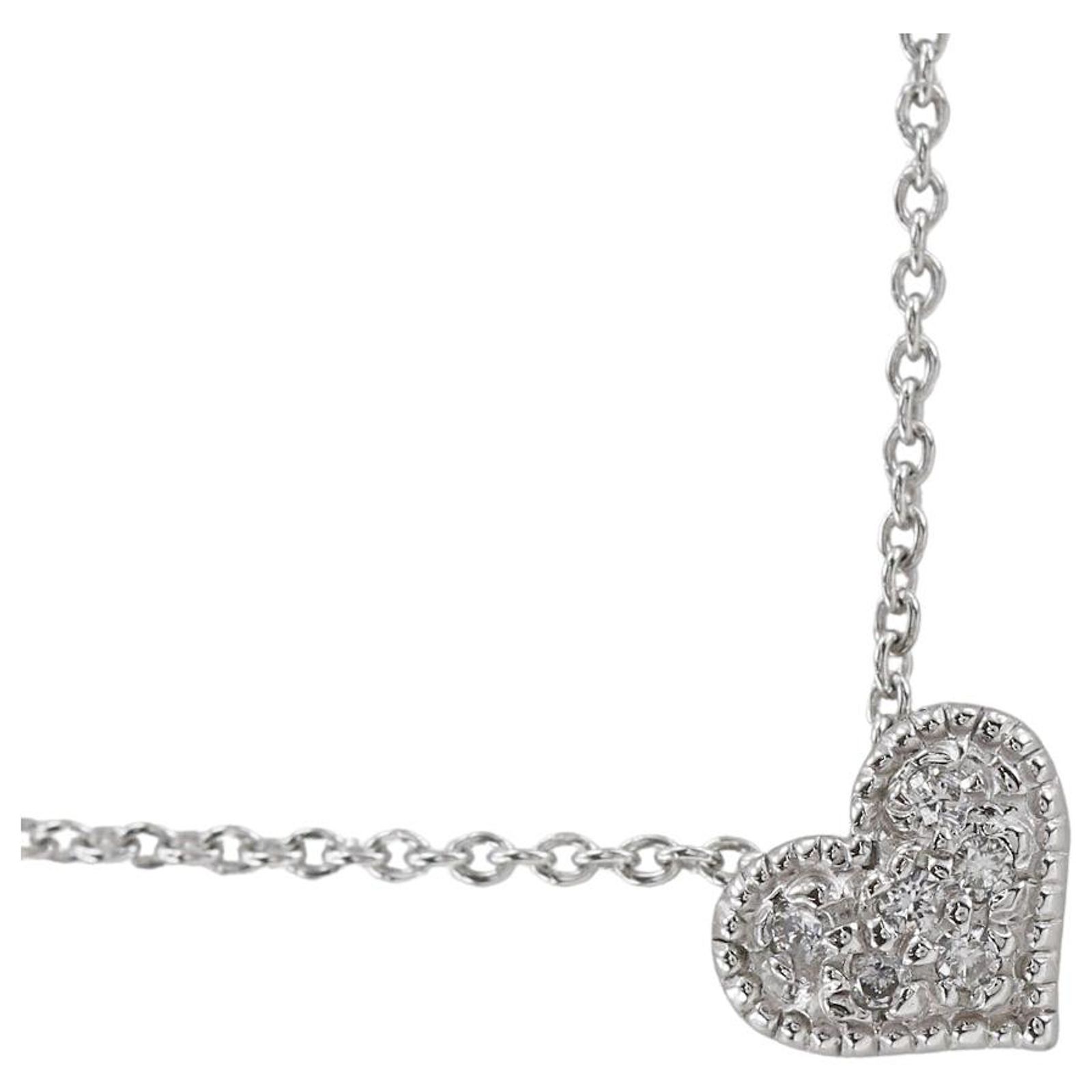 Collier Croix Et Coeur Ponte Vecchio En Or Blanc K18 Avec Diamants - 6,2 G - Occasion Très Bon état