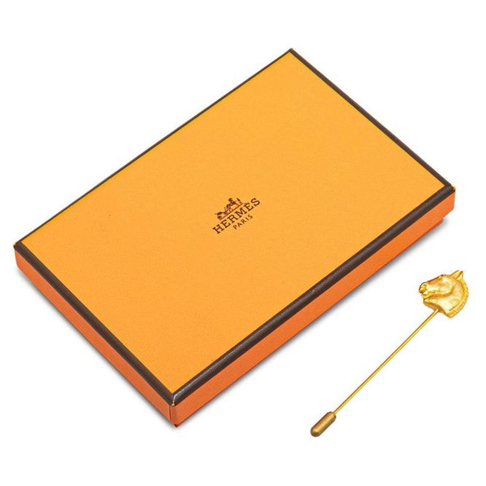 Hermes Gold Lapel Pin HERMES Hermes pin brooch top 2 point set Serie Gold silver  main image 2