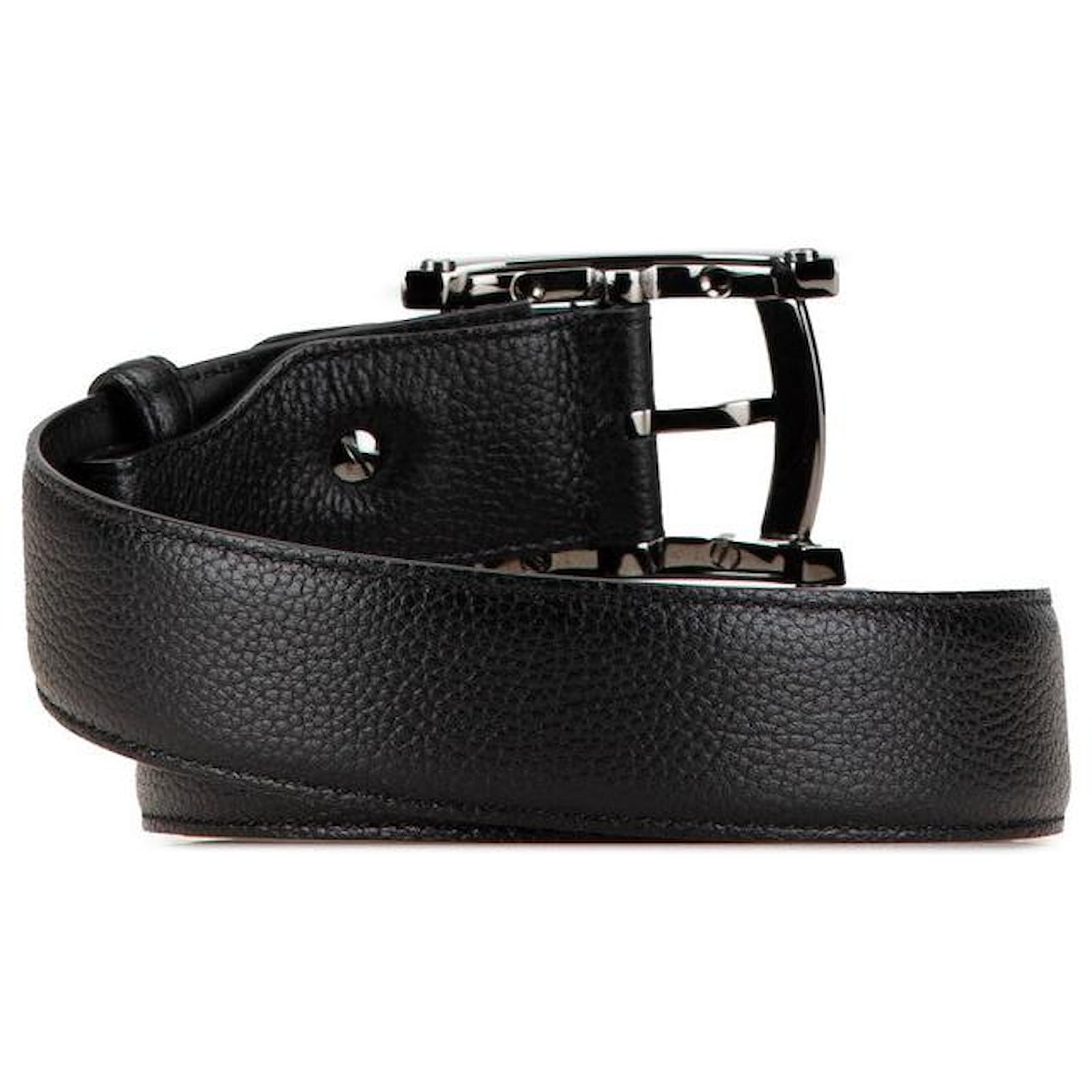 Bulgari Bvlgari Assioma Leather Belt Black Silver ref.JC1812270