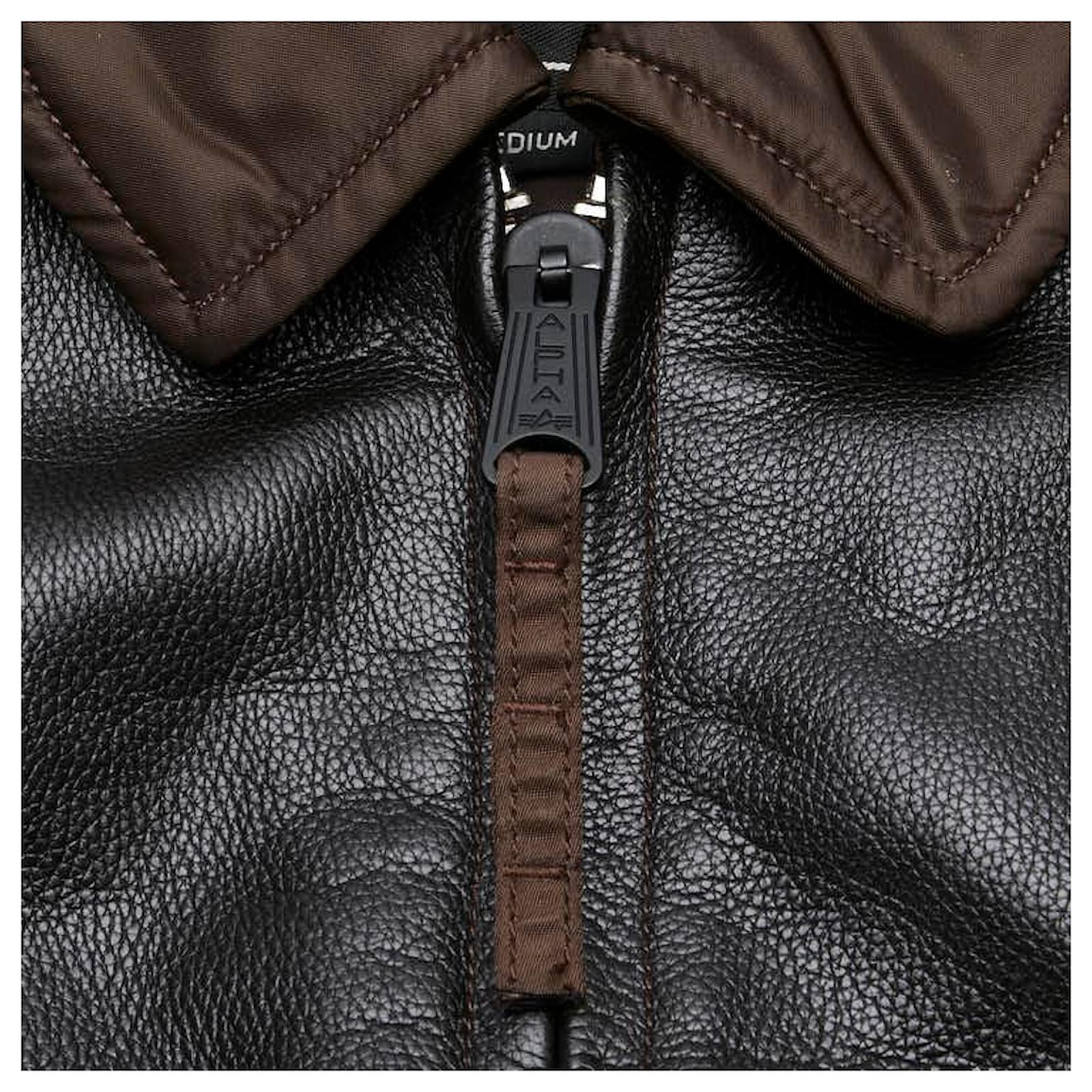 Breitling Alpha Collaboration Nylon Leather Flight Jacket Brown