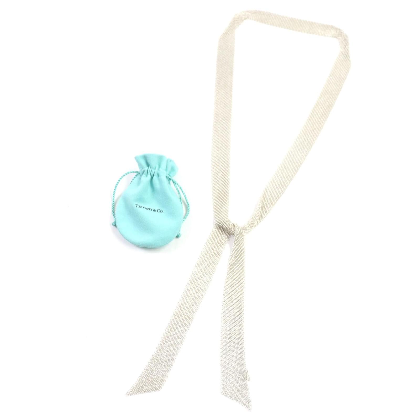 Tiffany Co SV925 Mesh Scarf Necklace Silvery Metallic Metal ref