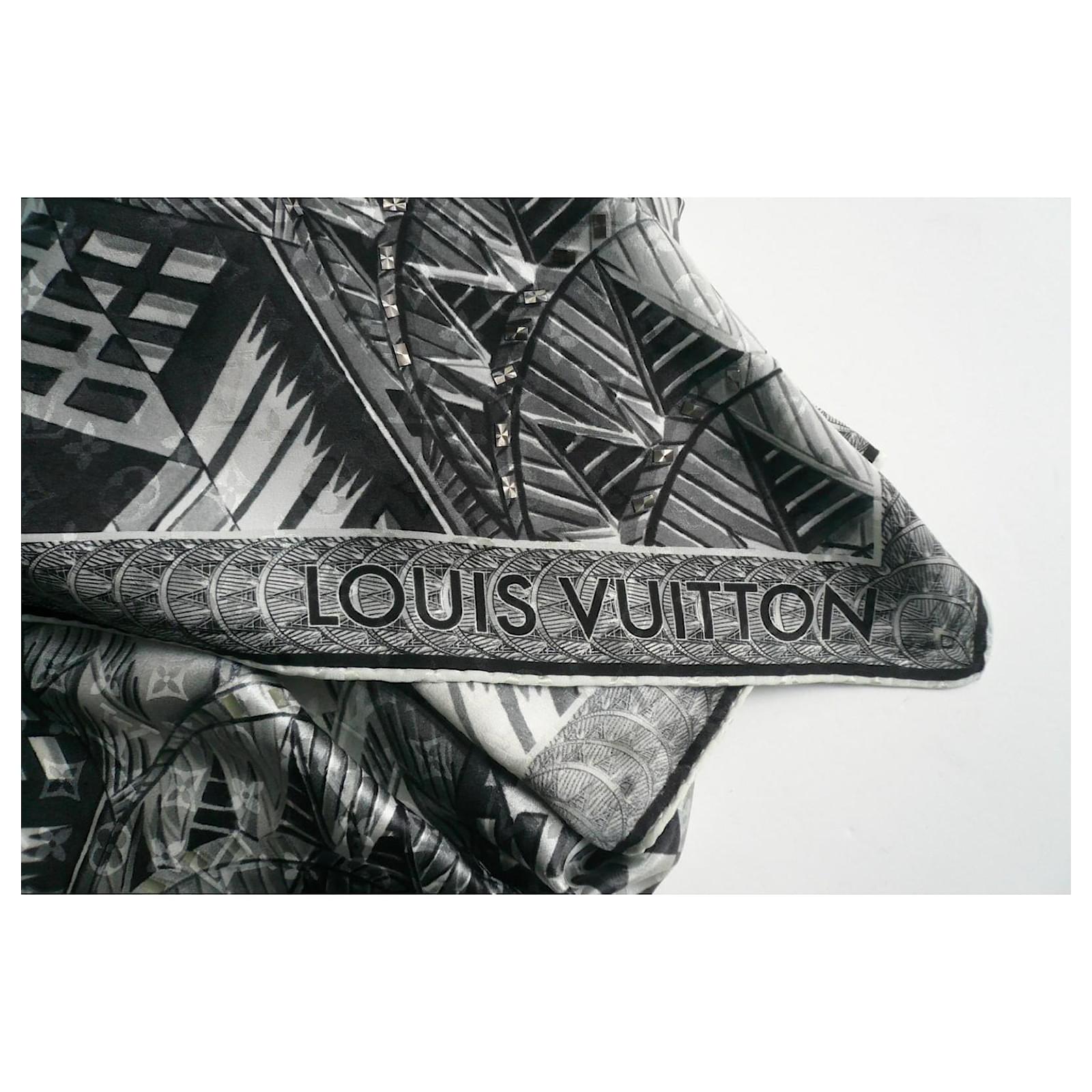 LOUIS VUITTON Silk square LV Buildings metallic jewelry NEW