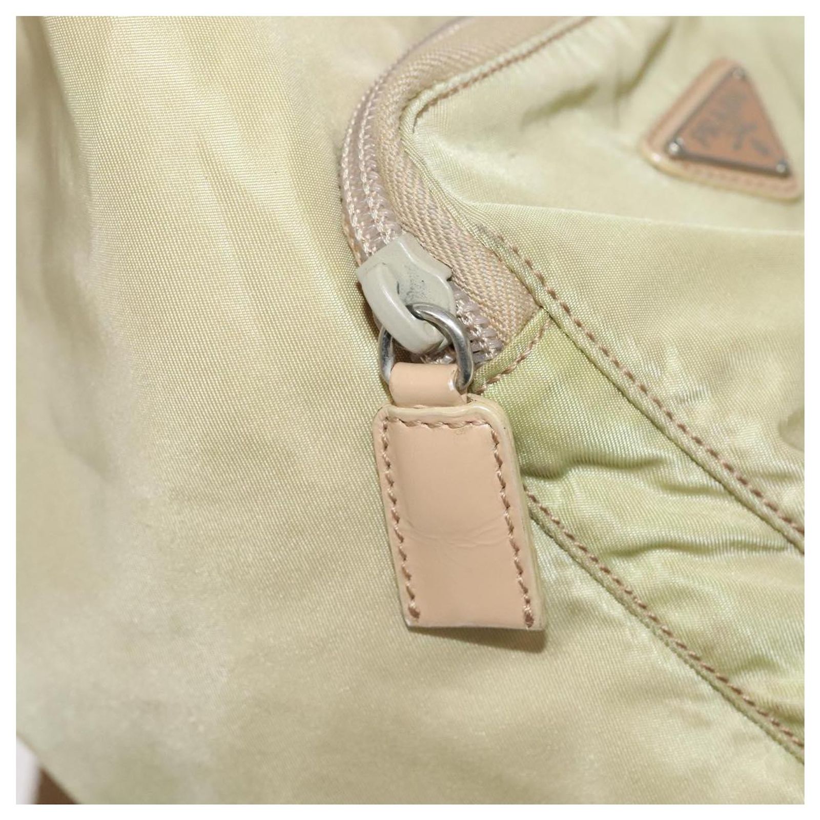 PRADA Backpack Nylon Khaki Silver Auth 98100 Silvery ref  display picture 1