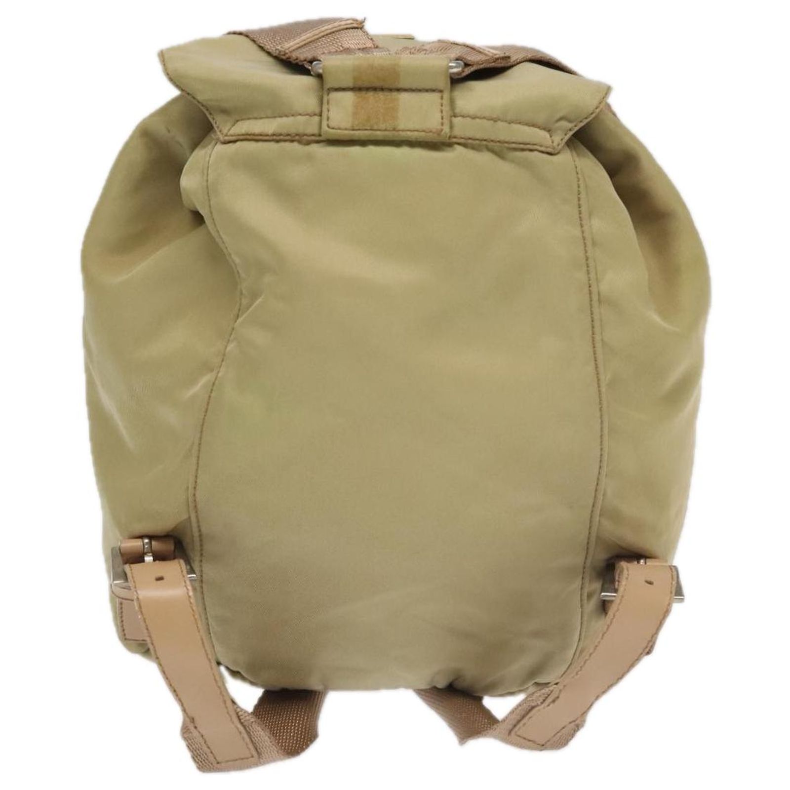 PRADA Backpack Nylon Khaki Silver Auth 98100 PRADA Backpack Nylon Khaki Silver Auth 98100 Silvery ref  main image 3