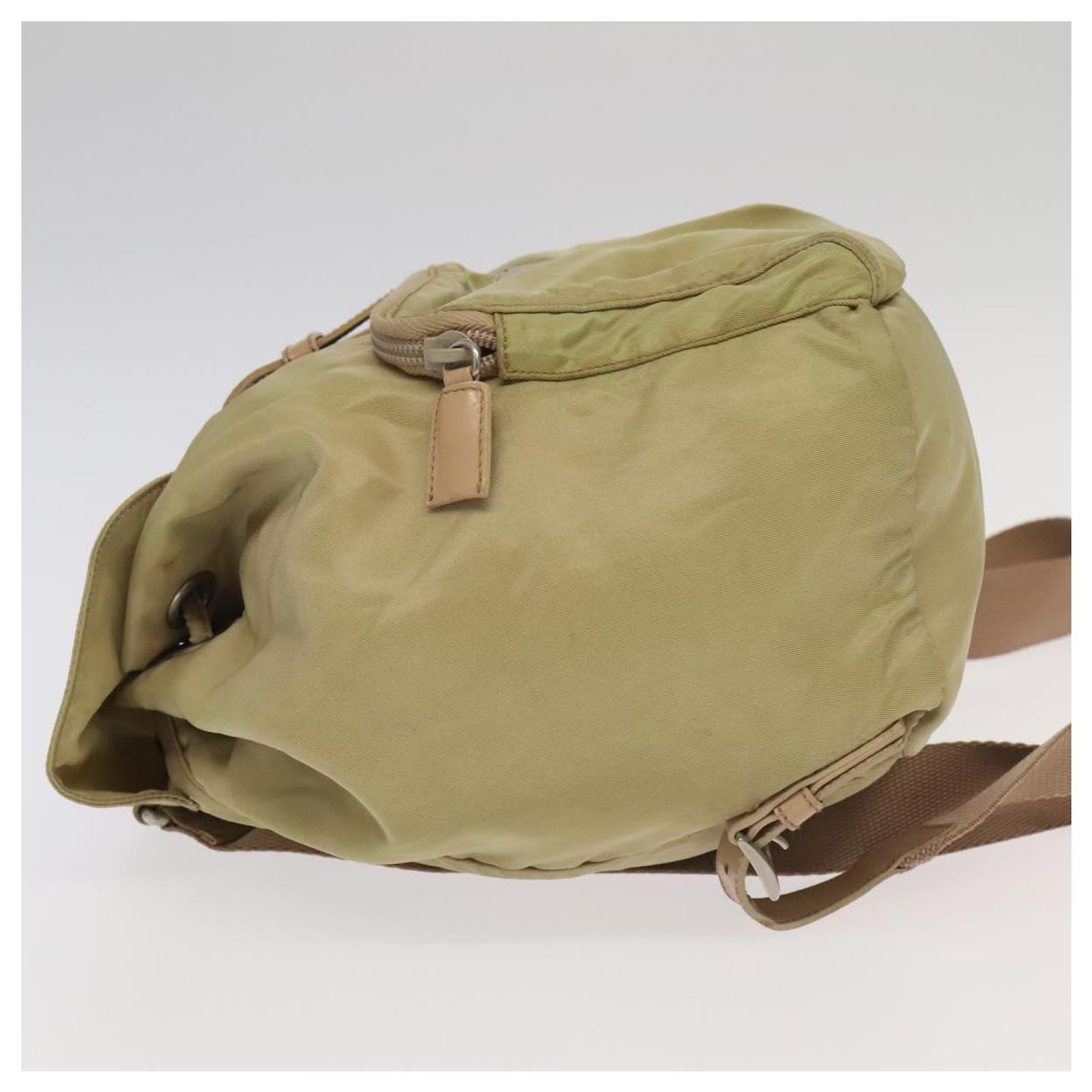 PRADA Backpack Nylon Khaki Silver Auth 157774 PRADA Backpack Nylon Khaki Silver Auth 99493 Silvery ref  main image 3